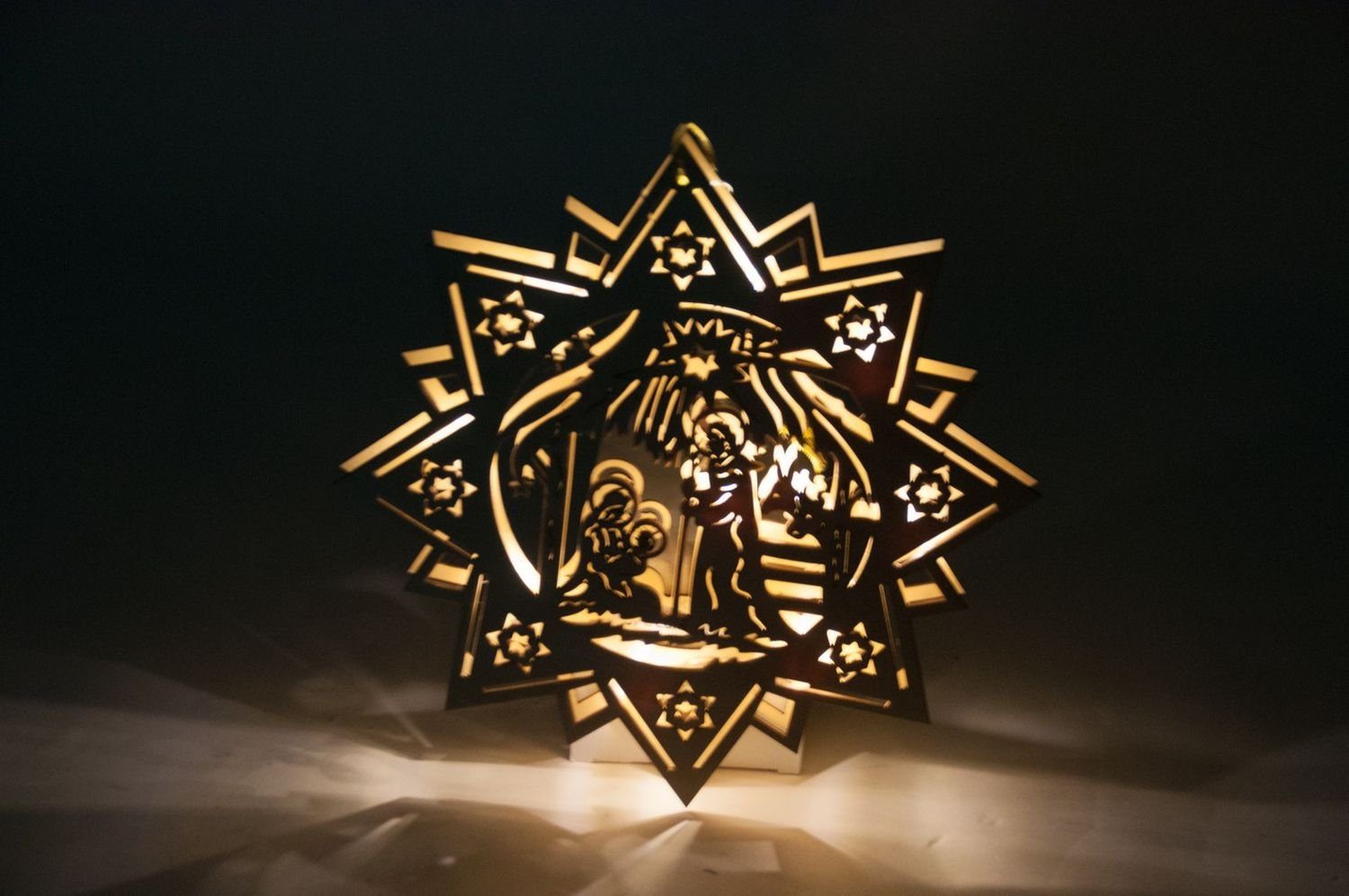 30cm LED-Holzstern Leuchtstern BURI Weihnachtsdeko Advent Weihnachtsstern Dekofigur
