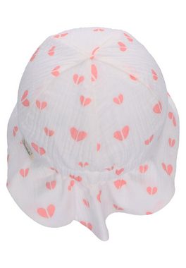 Sterntaler® Schirmmütze Sonnenhut Herzen (1-St., Sommerhut Baby bedruckt mit süßen Motiven) Kinderhut aus Baumwolle mit Nackenschutz und Bindeband