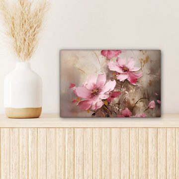 OneMillionCanvasses® Leinwandbild Blumen - Rosa - Kunst - Aquarell, (1 St), Wandbild Leinwandbilder, Aufhängefertig, Wanddeko, 30x20 cm