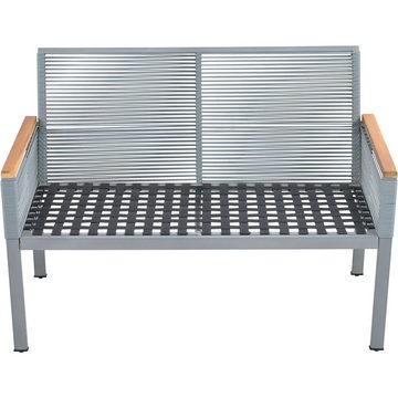 Dedom Gartenlounge-Set Gartenmöbel Set mit bequemem Kissen,Doppelsofa,2 Sessel und Tisch, Outdoor,Rattan,Tisch und Stühle,grau