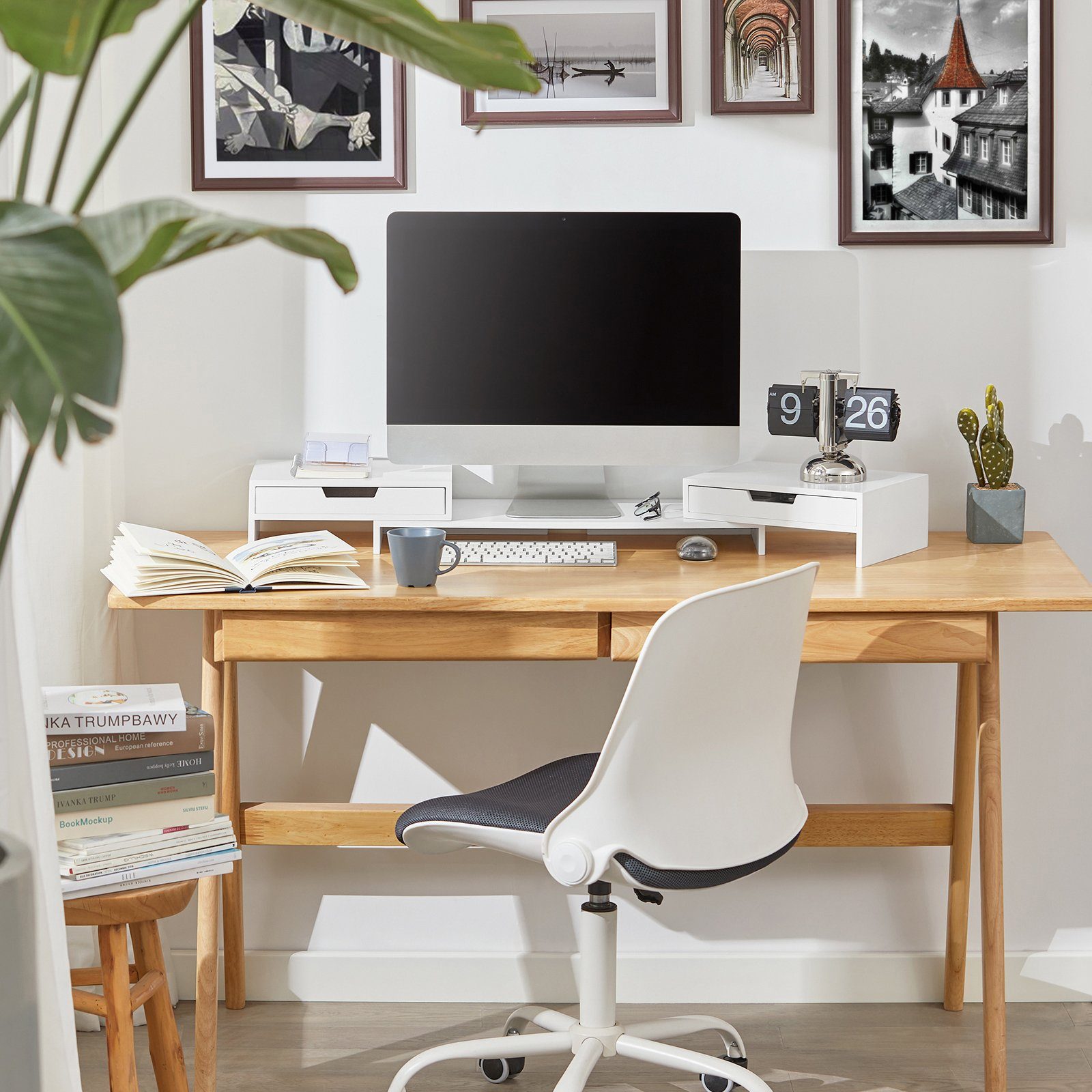 SoBuy Monitor-Halterung BBF04, (Design Monitorerhöhung für 2 Monitore Monitorständer Bildschirmständer) – Bild 2 von 5