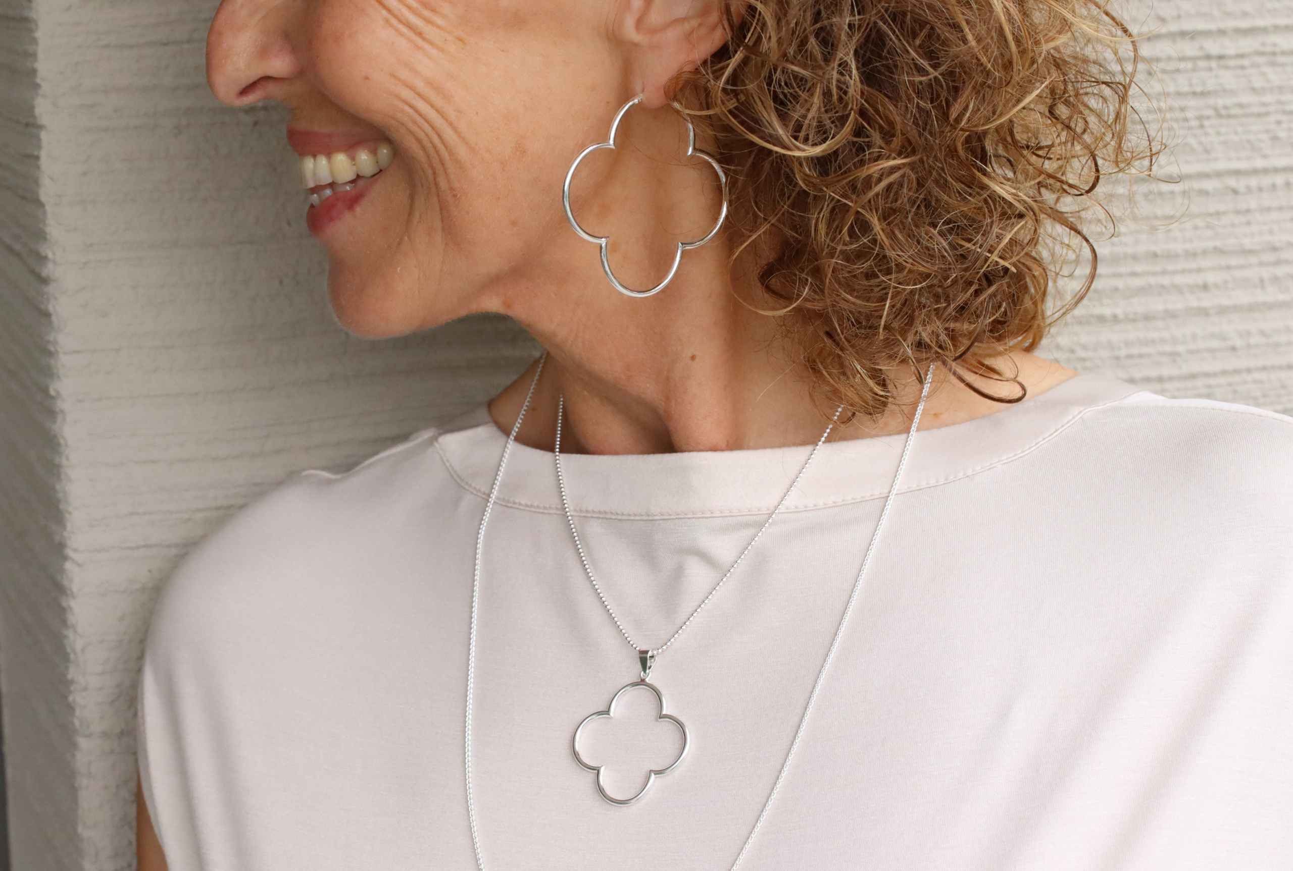 SILBERMOOS Paar Creolen Große Kleeblatt Creolen, 925 Sterling Silber günstig online kaufen