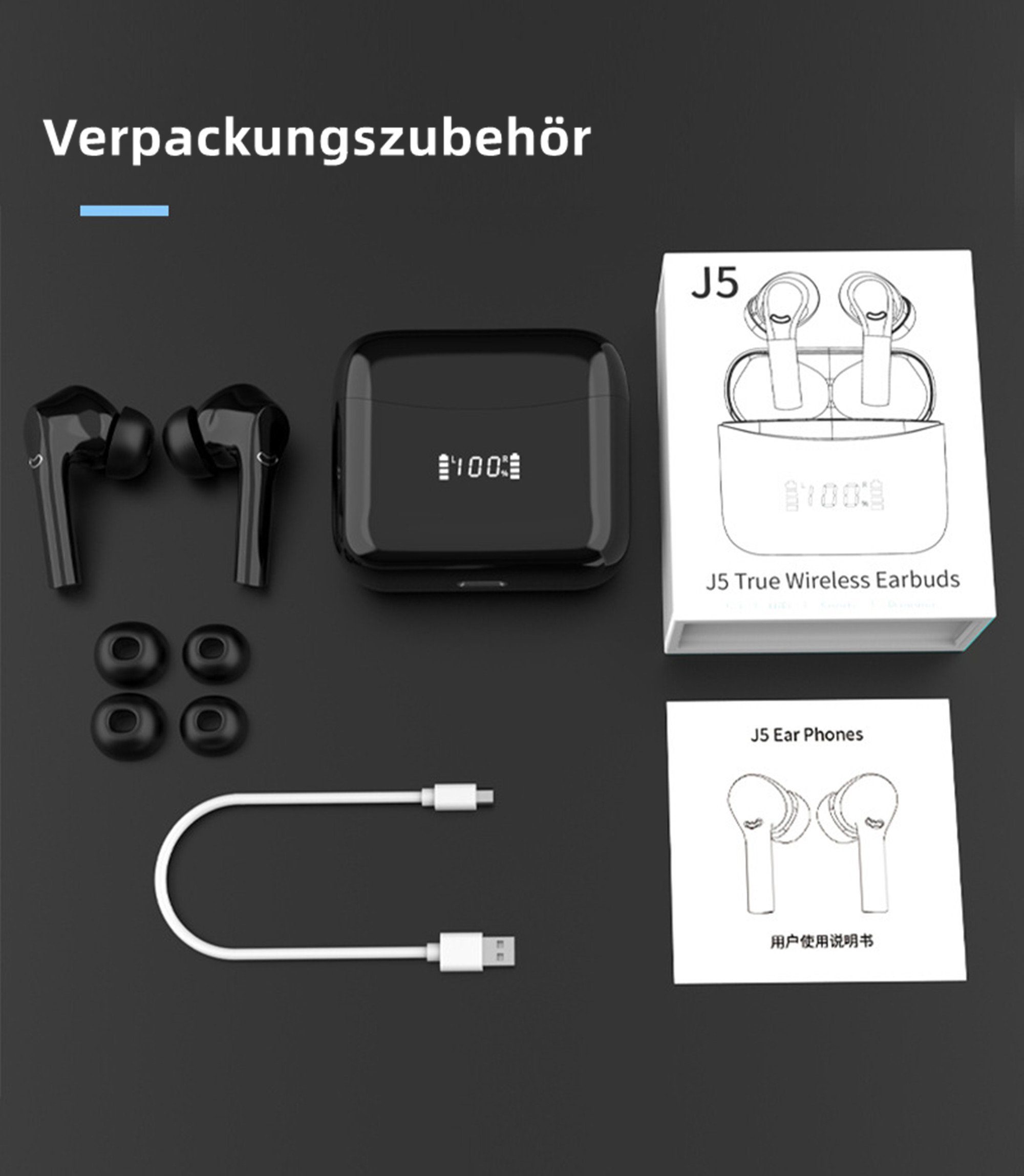 Ear Kopfhörer, Kabellos Kopfhörer Kopfhörer Bluetooth Bluetooth-Kopfhörer Bluetooth Tisoutec In 5.3