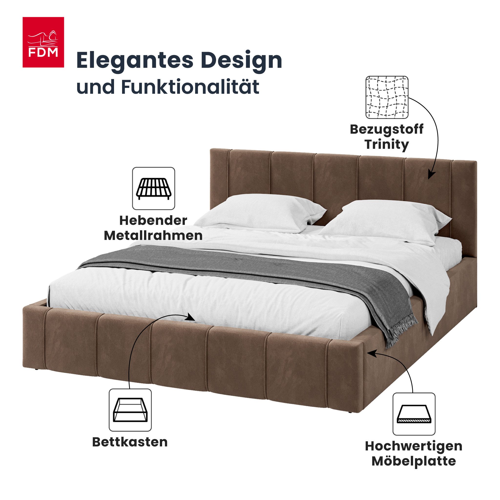 FDM Polsterbett FLORIDA Bettgestell 90x200, 120x200, günstig online kaufen