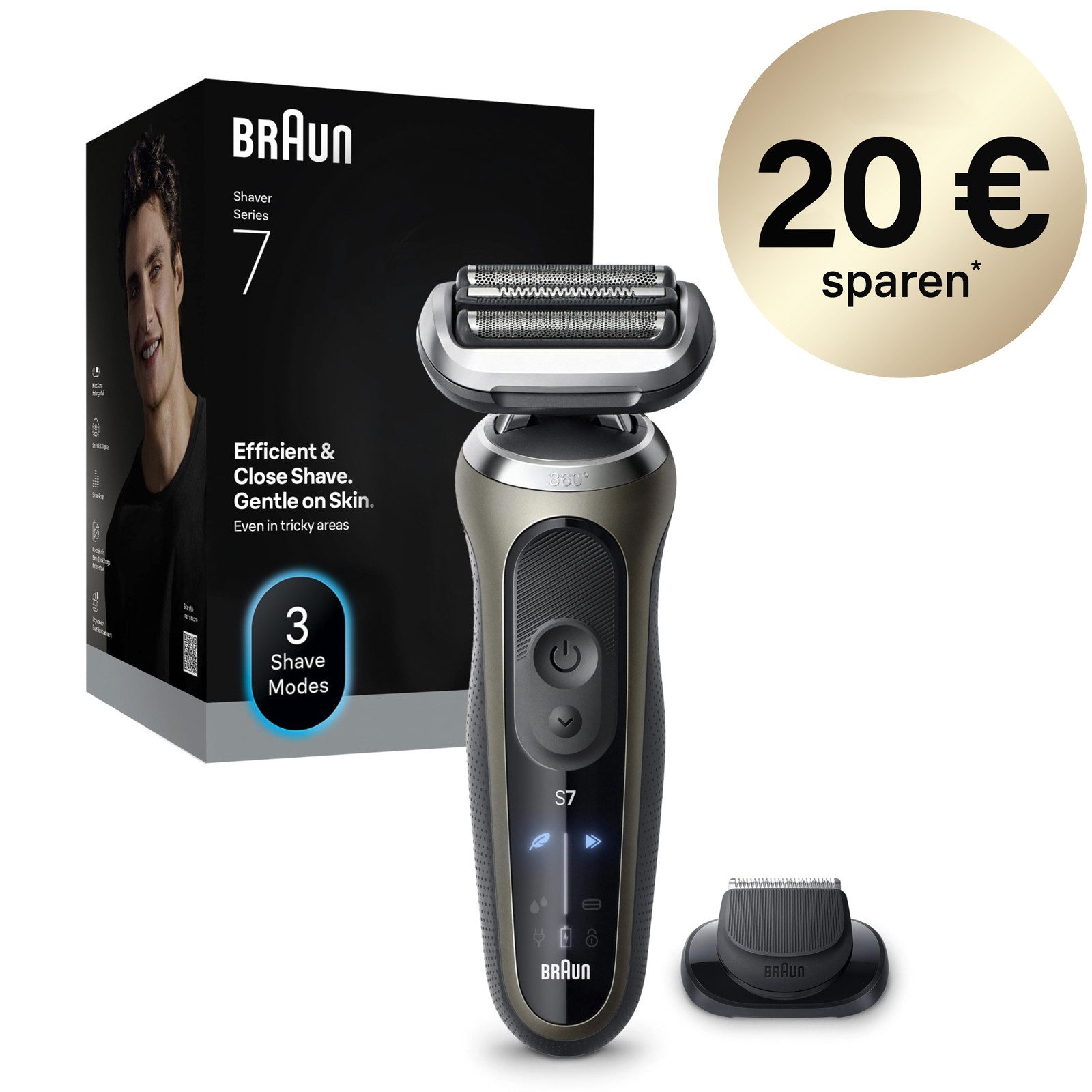 Braun Elektrorasierer 72-C1200s, Wasserdicht, Schnellladefunktion, 60 Min. Laufzeit, Flexibler Kopf