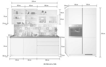 Kochstation Küche KS-Tokio, NEU wahlweise mit Kochfeldabzug und weiteren E-Geräten, vormontiert, wahlweise mit Beleuchtung, mit Vollauszug, Breite 340 cm