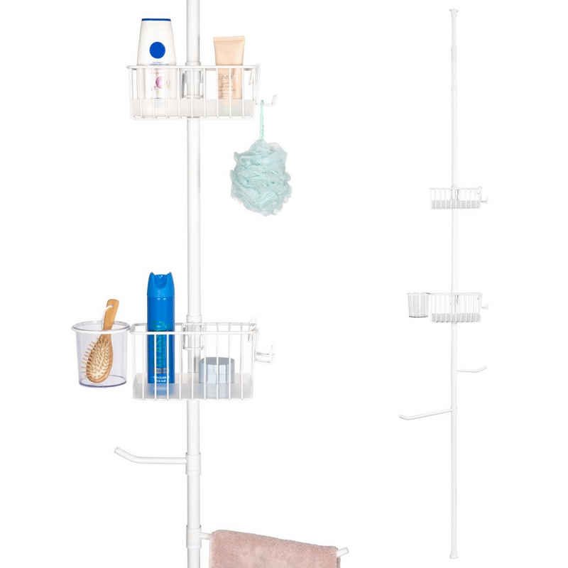 bremermann Teleskopregal Teleskop-Badregal 2 Körbe 2 Stangen, Stange bis max. ca. 290 cm, weiß