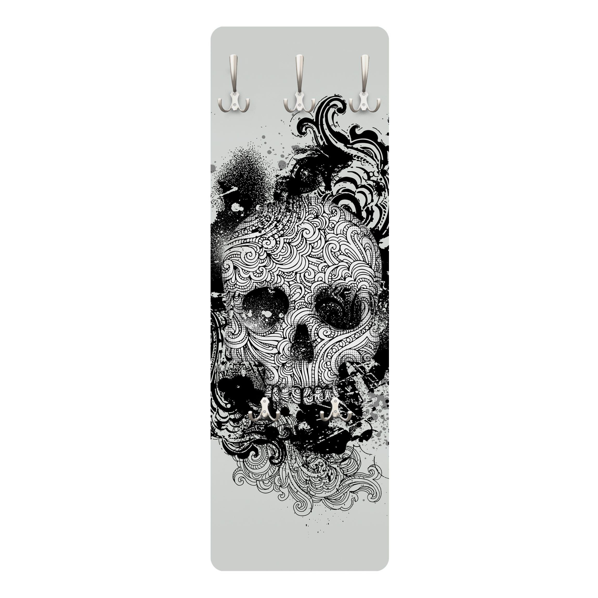 Bilderdepot24 Garderobenpaneel weiss Kunst Muster Skull günstig online kaufen