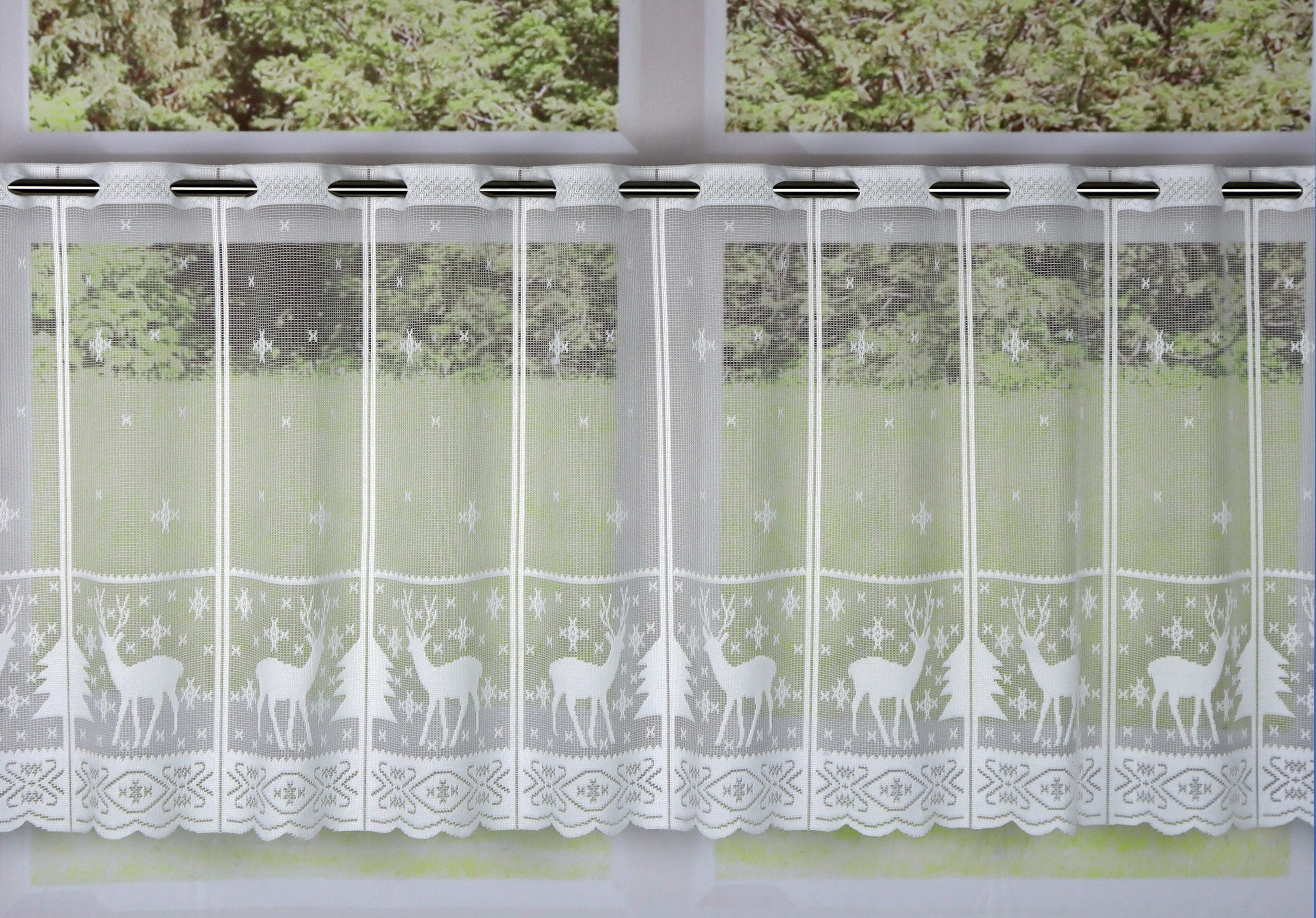 EXPERIENCE Scheibengardine Weihnachtsgardine 50x140 cm mit Rentiermotiv und Lasercut, transparent