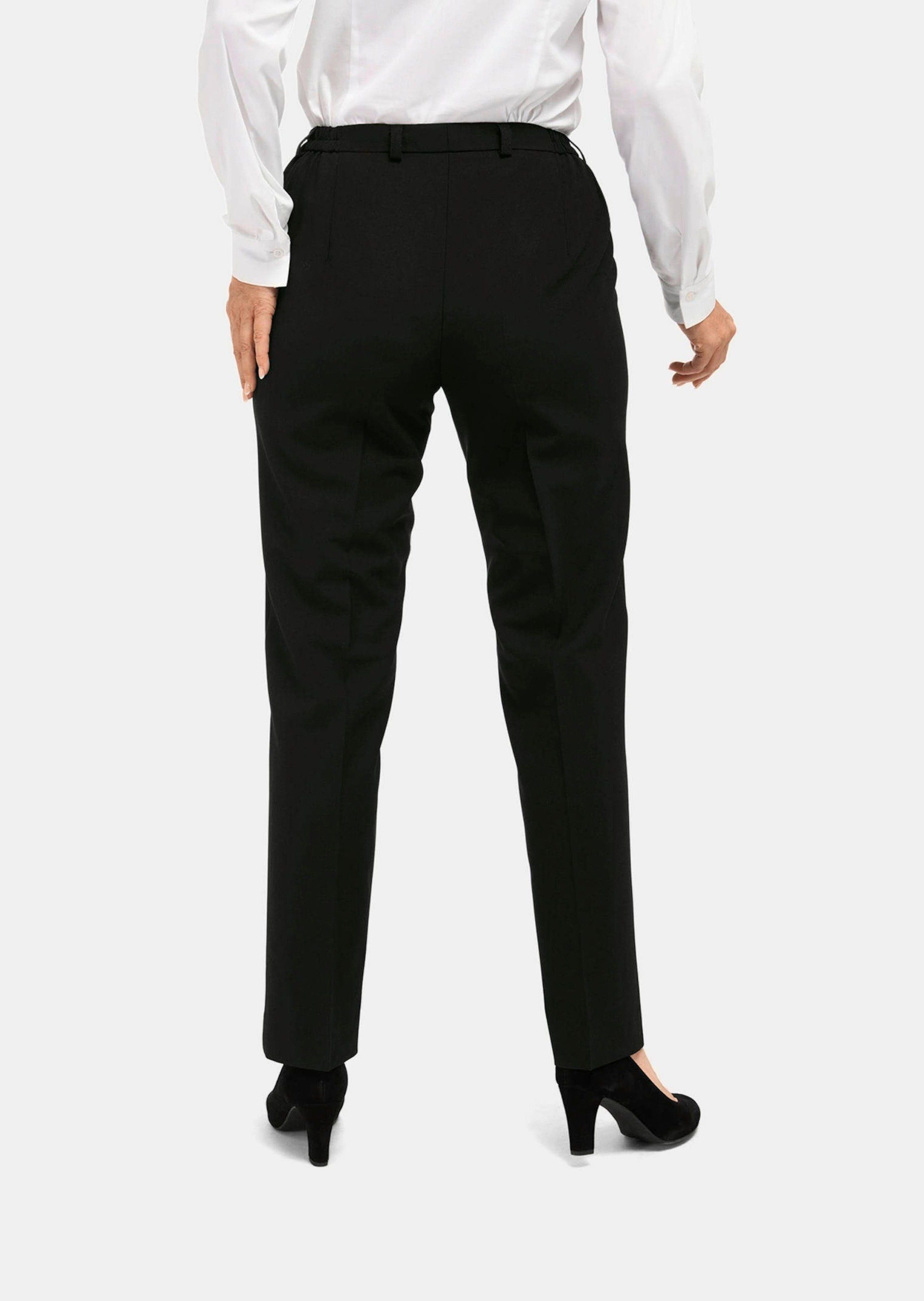 GOLDNER Stoffhose Elegante Stretchhose mit Bügelfalten Stilvolle Wollhose mit Teil-Dehnbund, Taschen und Knöchellänge