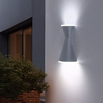 EGLO Außen-Wandleuchte, Leuchtmittel inklusive, Warmweiß, Hauswandleuchte Fassadenlampe Wandleuchte LED Up Down silber Glas
