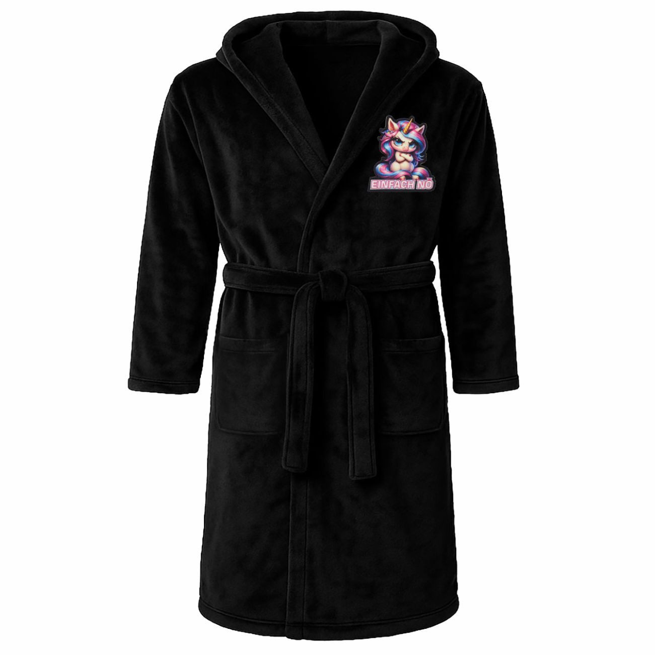 deinshirt Bademantel Nö Einhorn, lange Länge, 100% Polyester, Kapuze, Binde günstig online kaufen