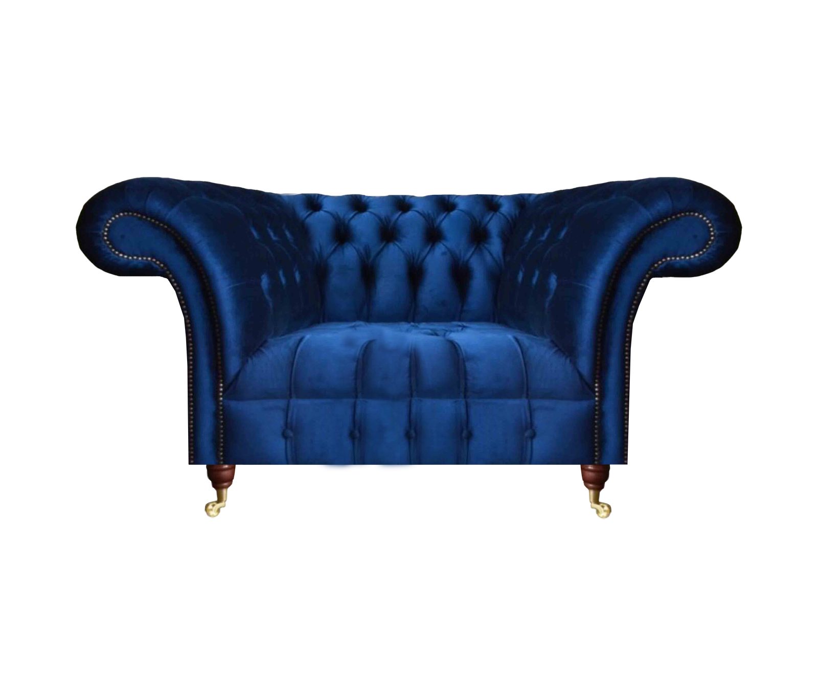 JVmoebel Chesterfield-Sessel Sessel Chesterfield Luxus Blau Luxus Textil Polstermöbel Einrichtung (1-St., Sessel), Made in Europa