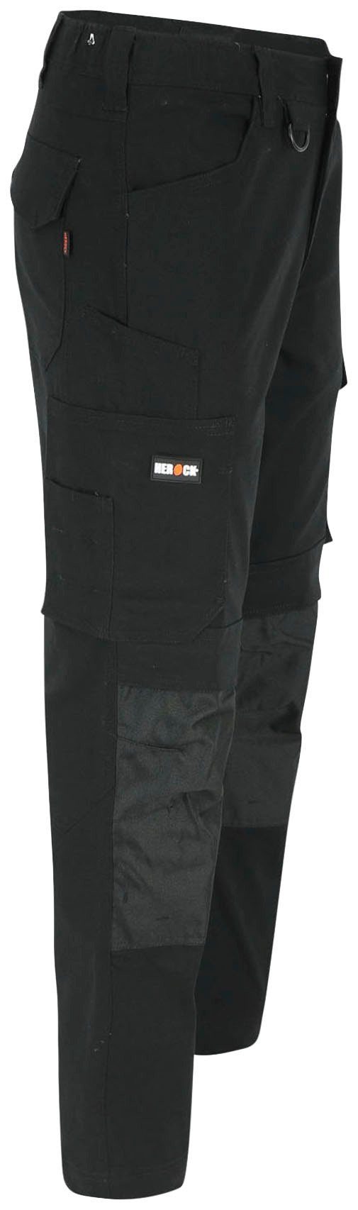 Passform, Multi-Pocket, wasserabweisend schwarz DERO Fit Herock Arbeitshose Slim 2-Wege-Stretch,