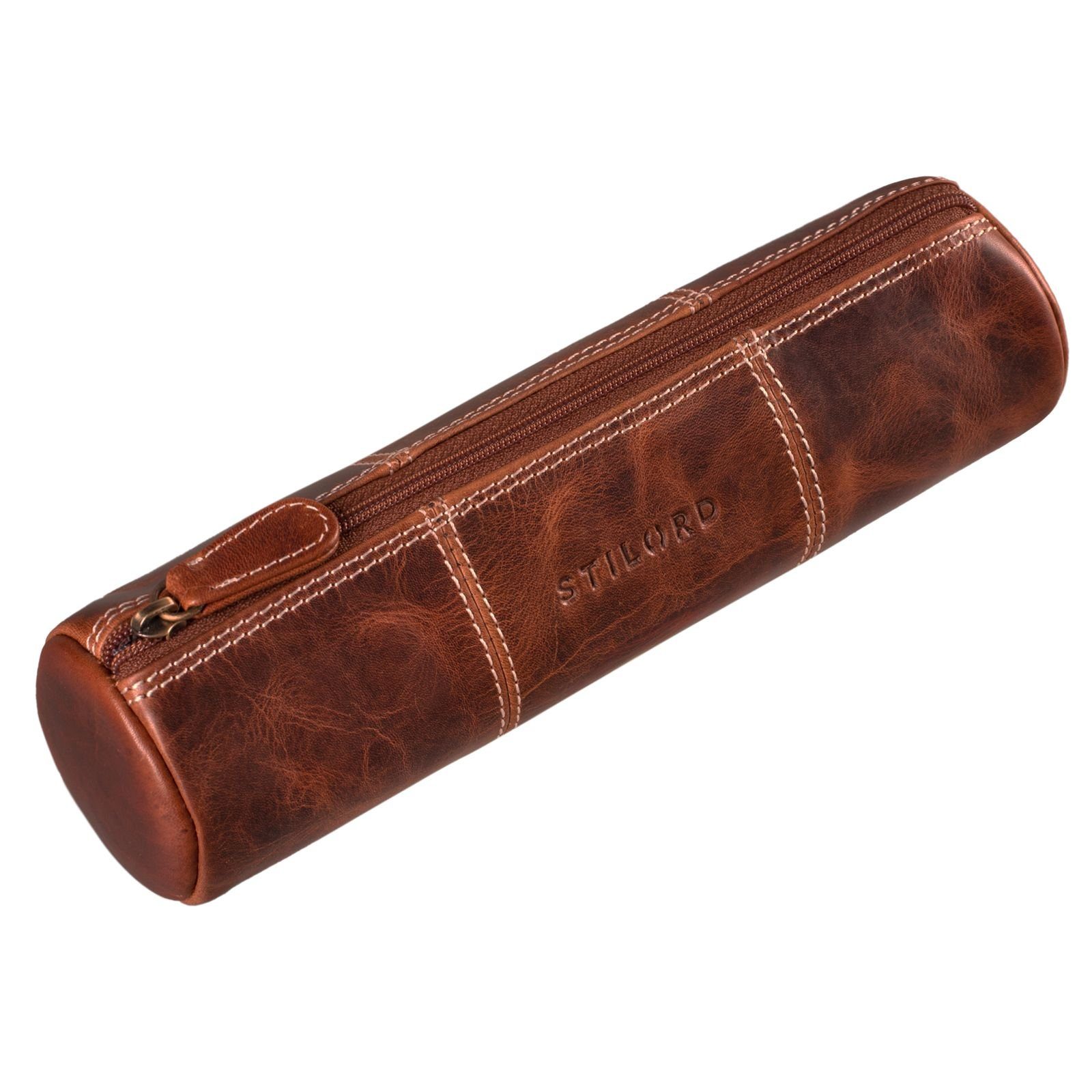 STILORD Etui "Cato" Leder Federmappe Vintage kara - cognac