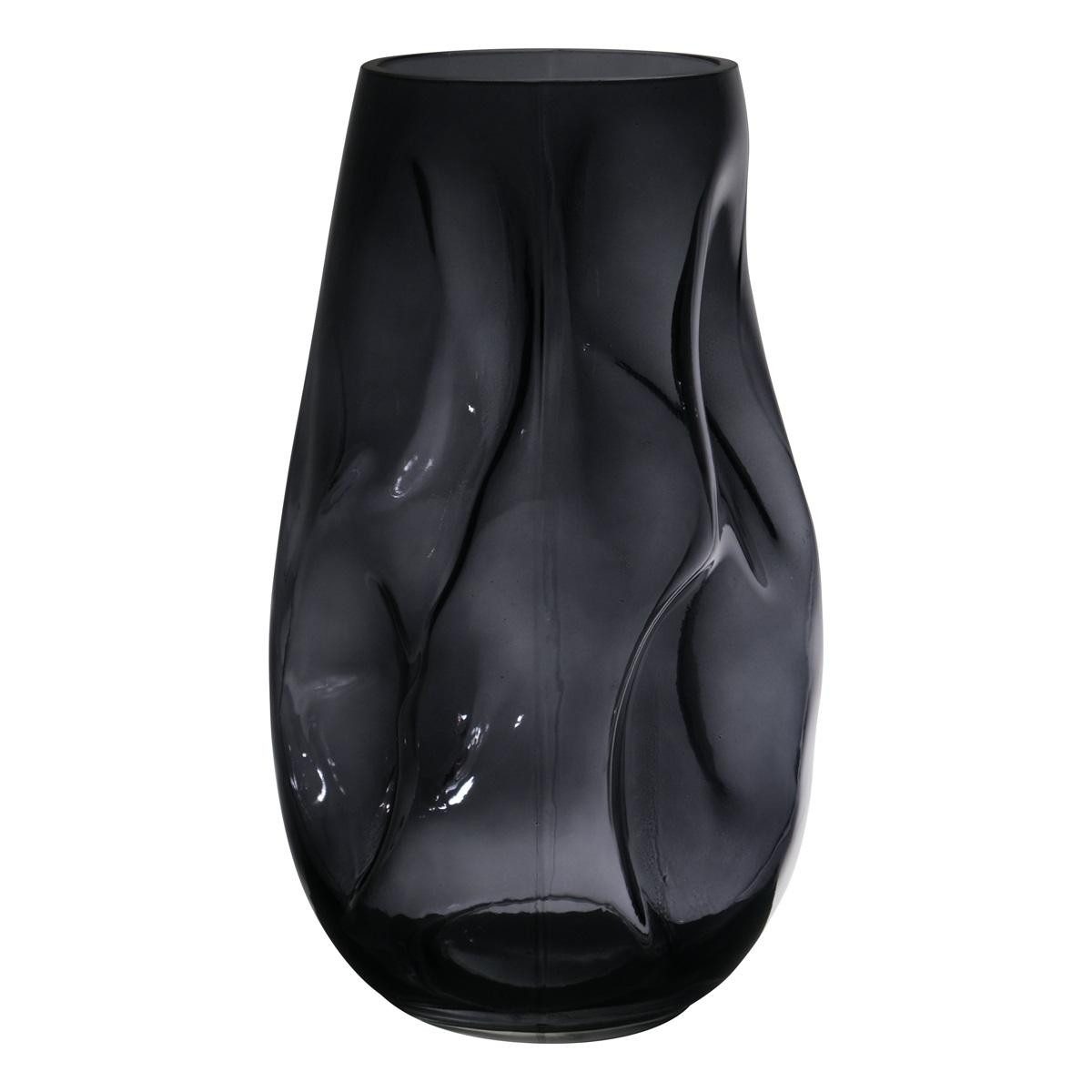 INNA-Glas Dekovase Unförmige Glas Vase Madalena mit Dellen, grau-klar, 28 cm, Ø 14,5 cm