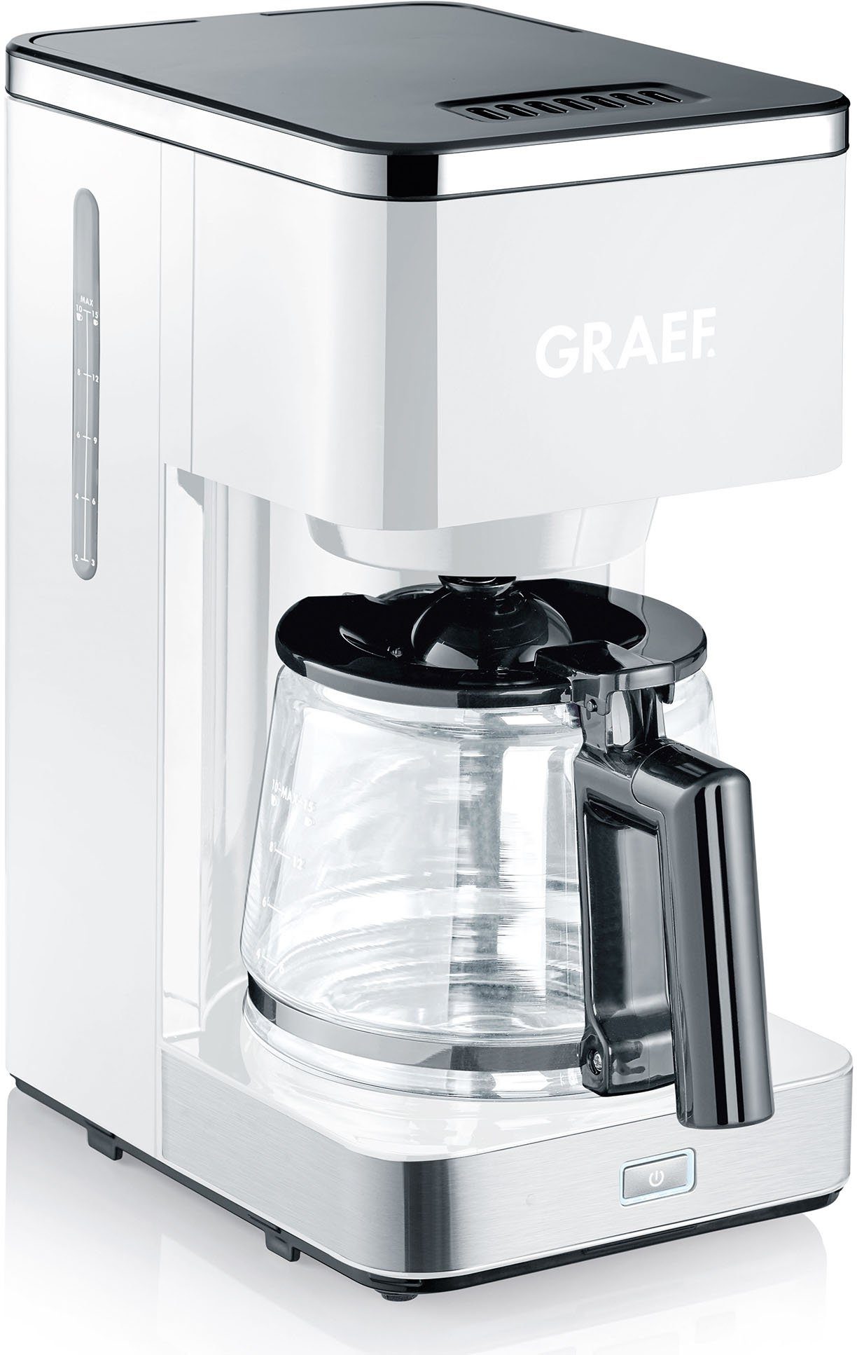Kaffeekanne, mit Filterkaffeemaschine 1,25l weiß FK Graef Glaskanne, 401, 1x4, Papierfilter