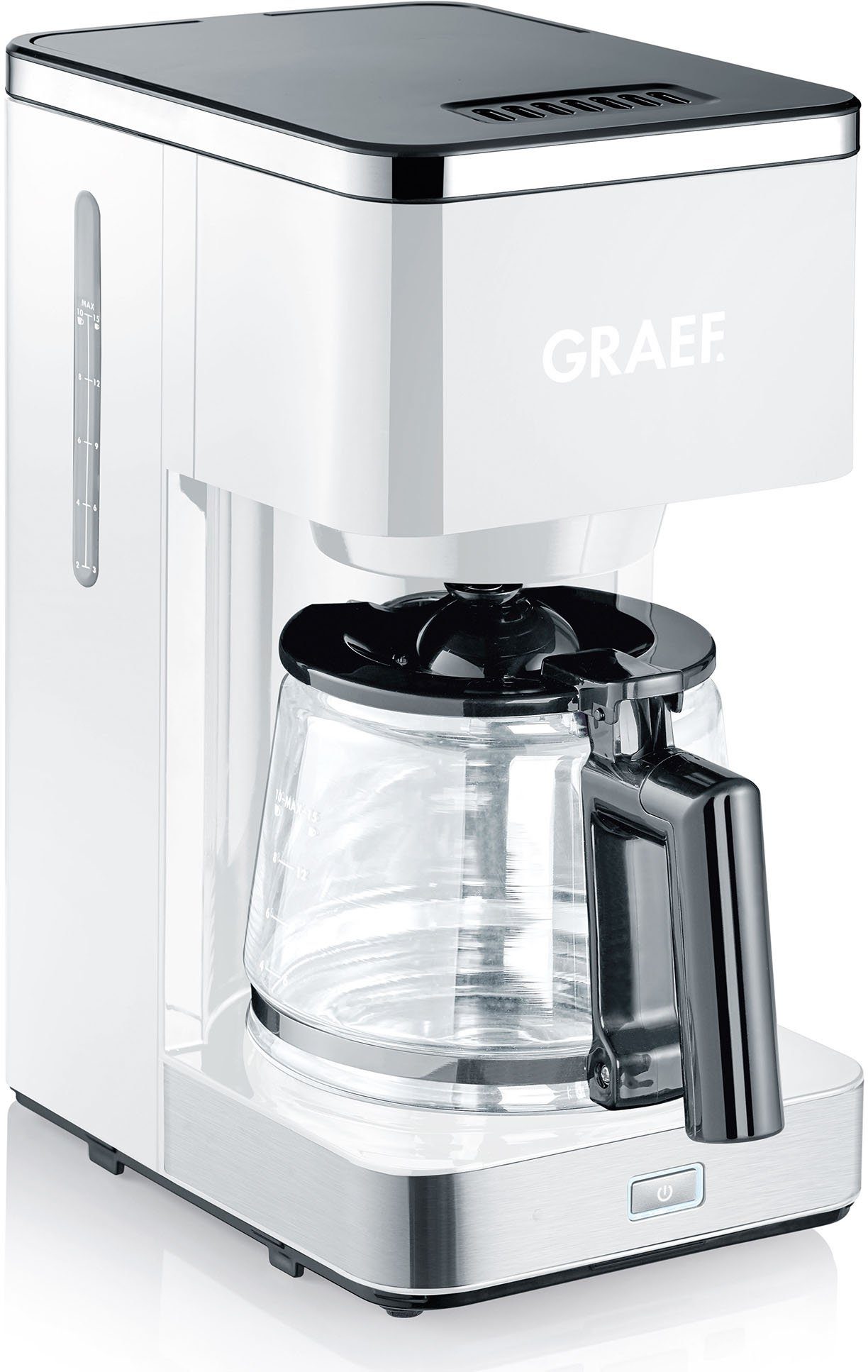 Graef Filterkaffeemaschine FK 401, 1,25l Kaffeekanne, Papierfilter 1x4, mit Glaskanne, weiß