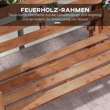 Outsunny Bank Gartenbank, 2-Sitzer Sitzbank mit Blumenkasten (Balkonbank, 1-St., Holzbank), bis 240 kg Belastbar, 184 x 59 x 95 cm, Dunkelbraun