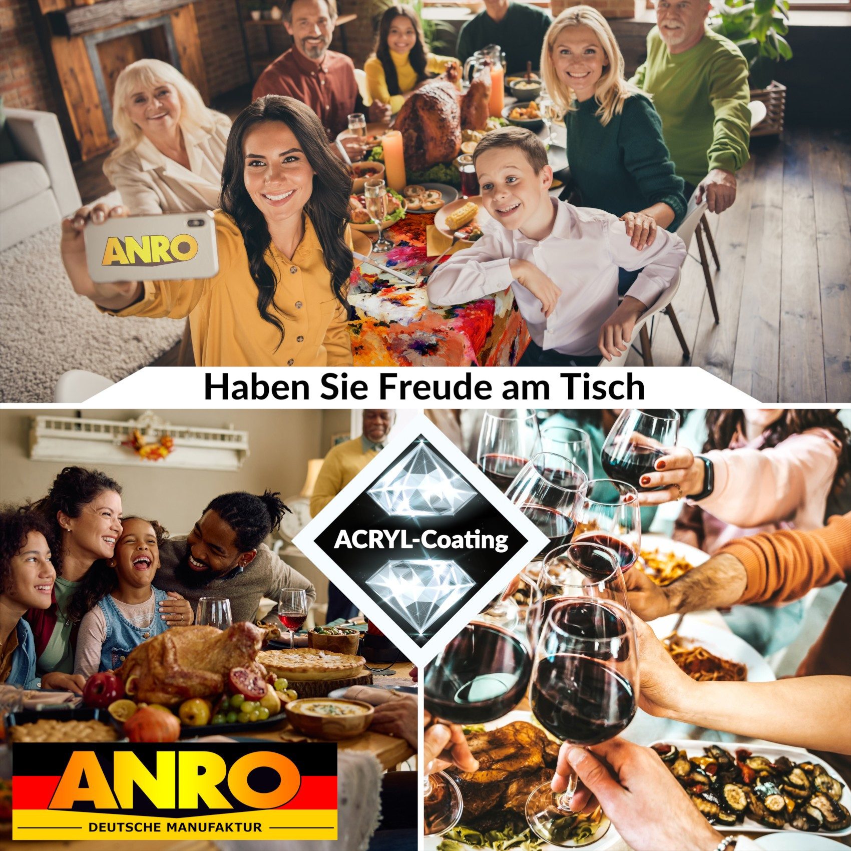 ANRO Tischdecke Stoff Digitalprint Tischtuch EasyClean günstig online kaufen