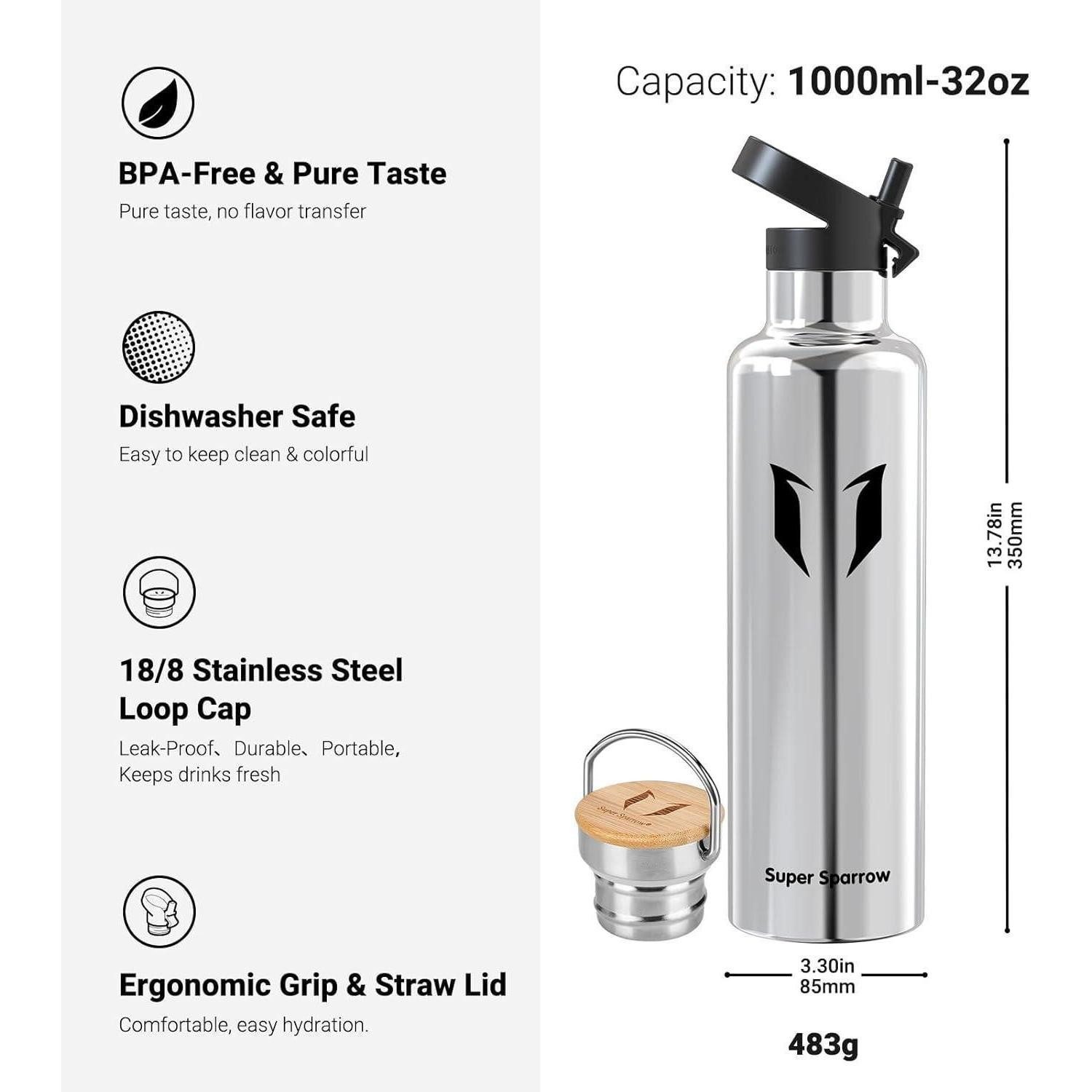 LuxusKollektion Thermoflasche Trinkflasche Edelstahl Auslaufsicher Thermosflasche 1000 ml Edelstahl