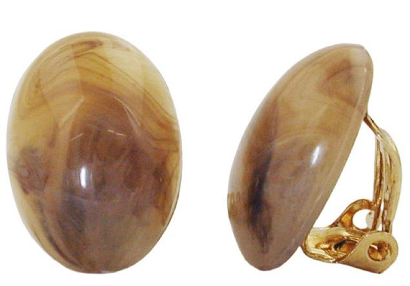 unbespielt Paar Ohrclips Modeschmuck Ohrringe Horn-Braun-marmoriert oval Ku günstig online kaufen