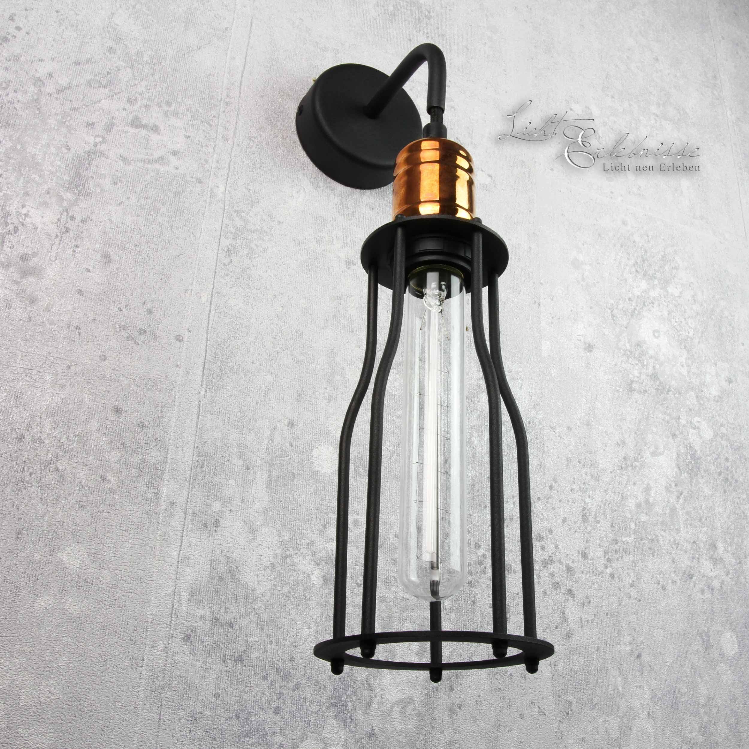 Leuchtmittel, Lampe Industrie Wandleuchte Wandlampe vintage Wohnzimmer Steam Schwarz Licht-Erlebnisse ohne WORKSHOP, Kupfer Punk