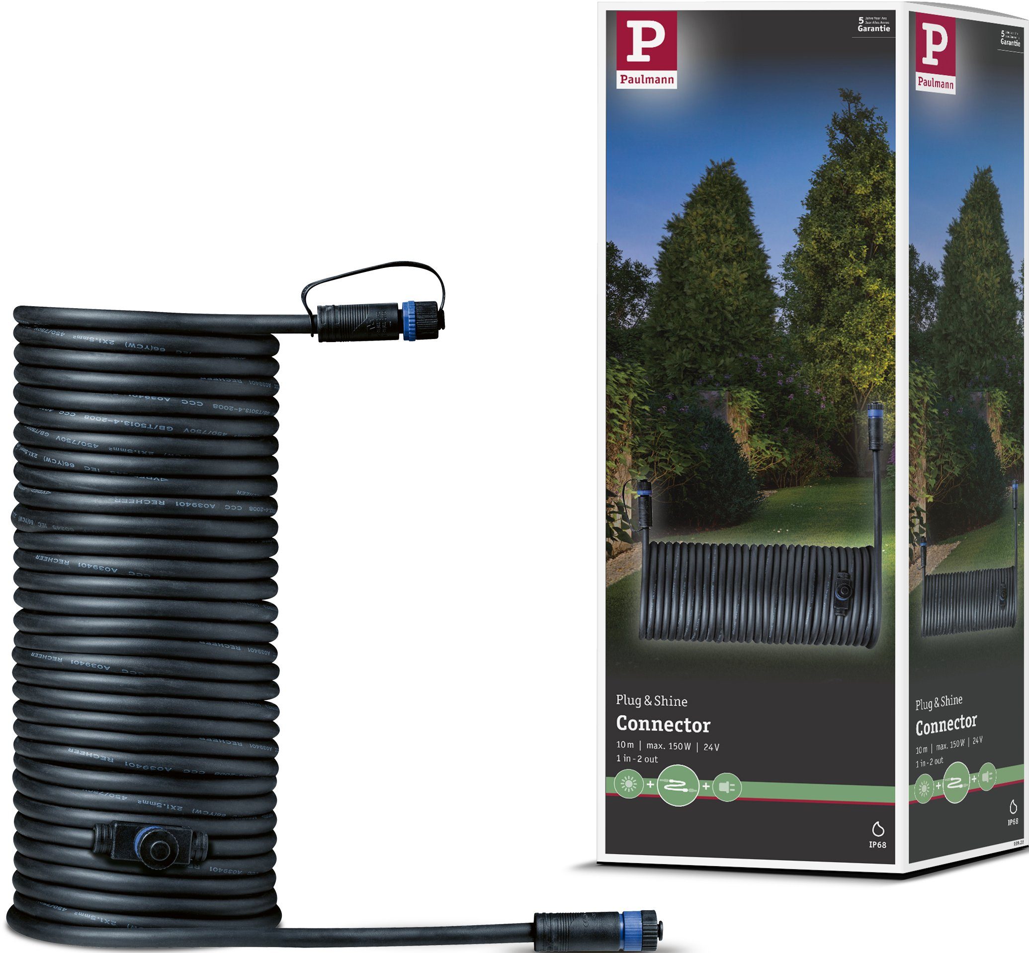 Paulmann Outdoor Plug&Shine 10m in 1 Lampen-Verbindungskabel, (1000 cm), IP68 2 - out