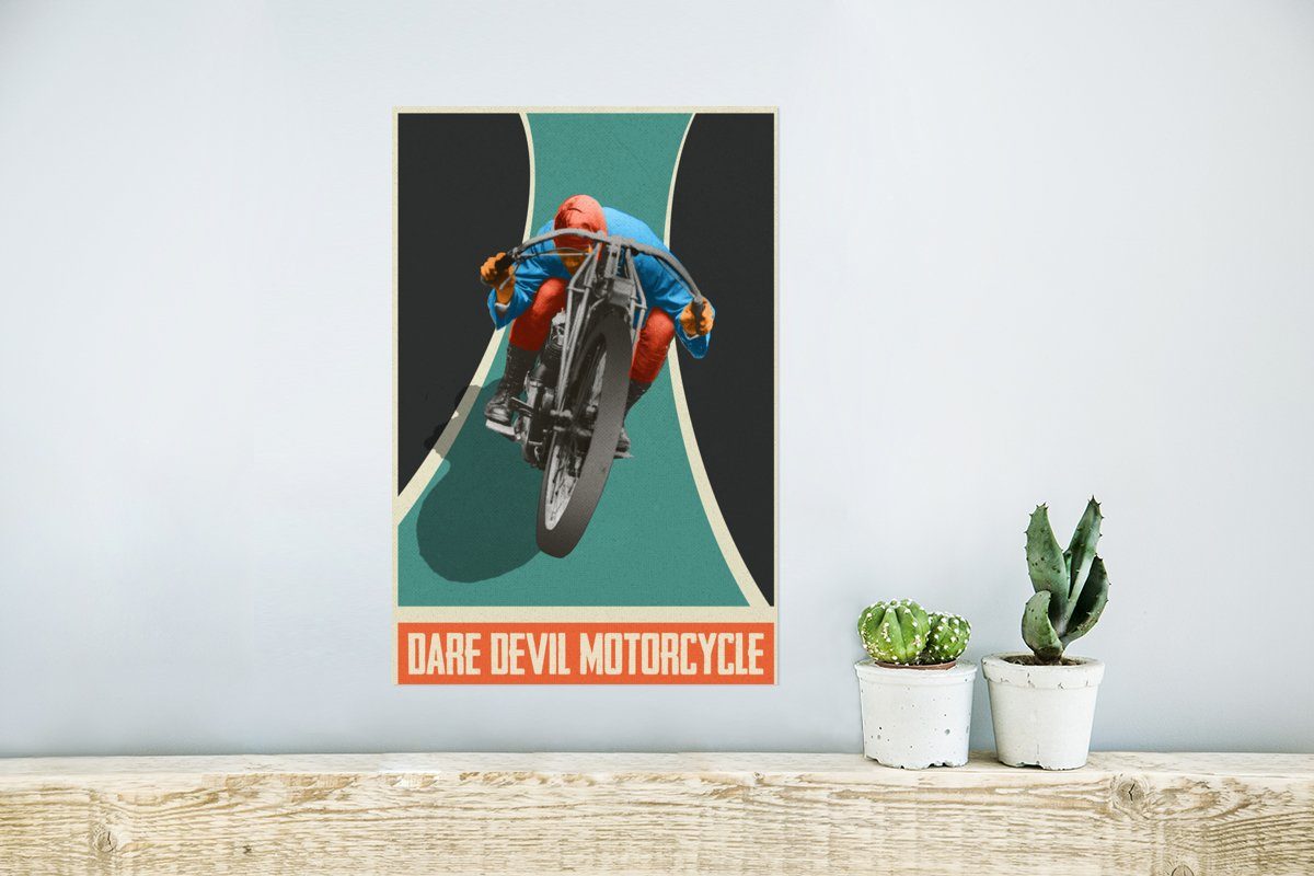 Wandbild, Rahmen - St), Wohnzimmer, Wandposter (1 für Mancave Zitate, Poster MuchoWow - Poster, - Ohne Vintage Motorrad