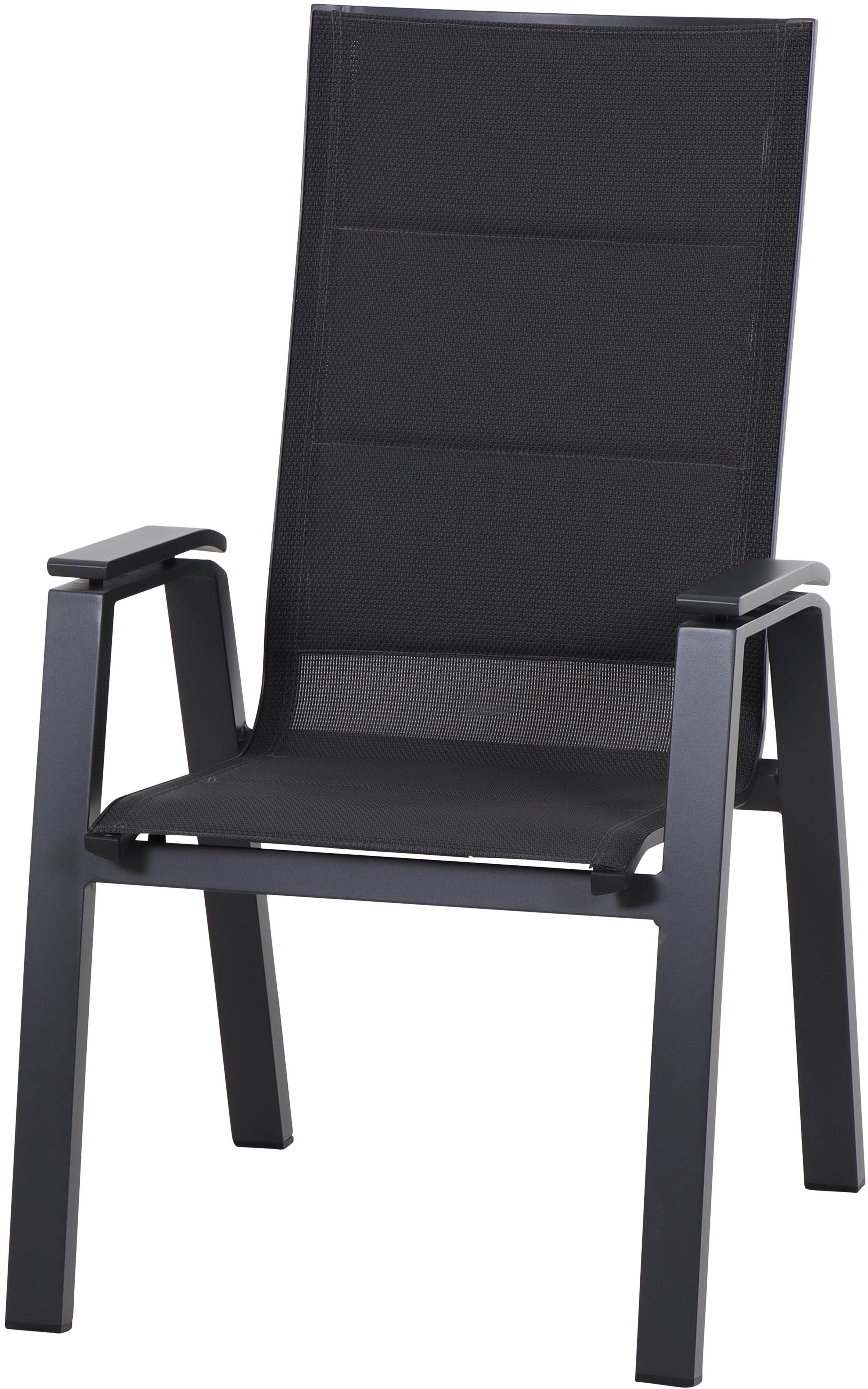 Siena Garden Gartensessel MILANO Stapelsessel, Gestell aus Aluminium matt anthrazit, Bezug padded dunkelgrau