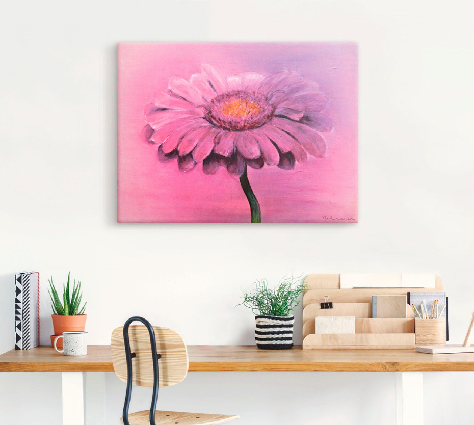 Artland Leinwandbild Gerbera, Blumen (1 St), auf Holzrahmen gespannt
