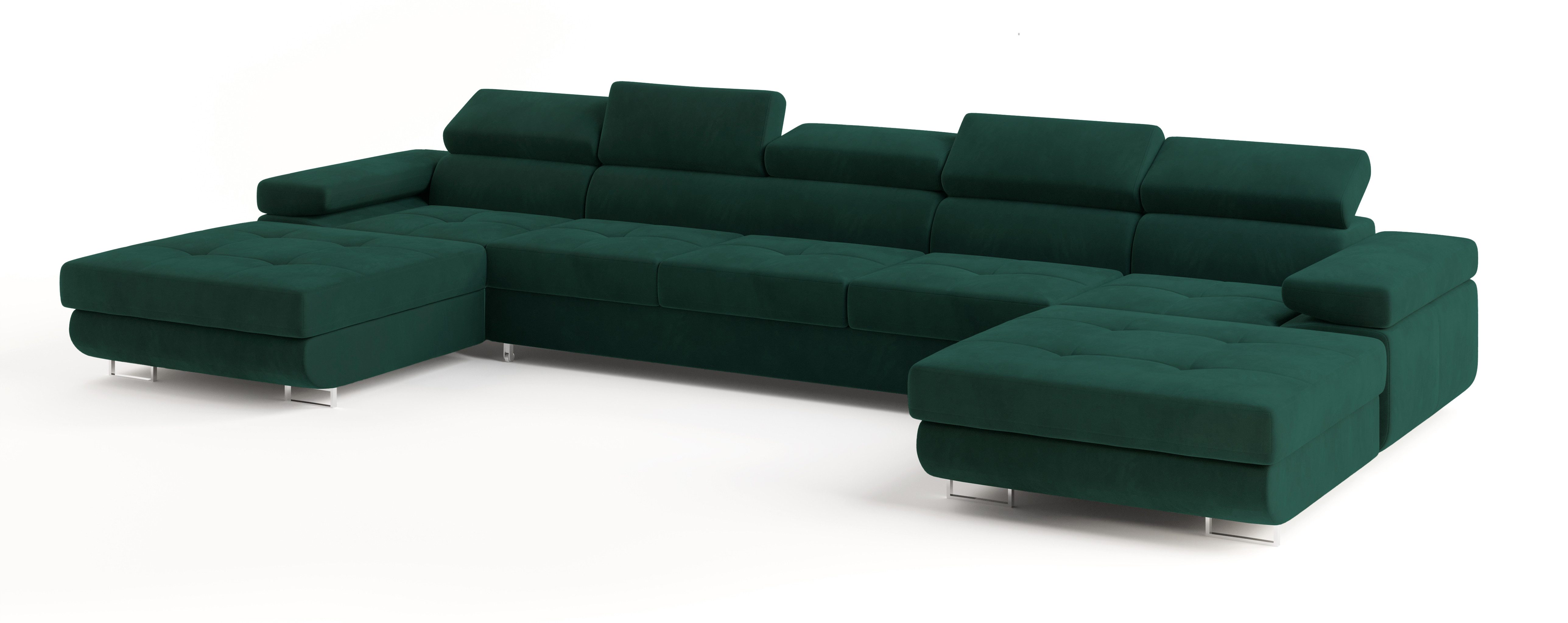 Masseno Ecksofa OMBRA mit Schlaffunktion U-Form, Sofa mit Bettkasten