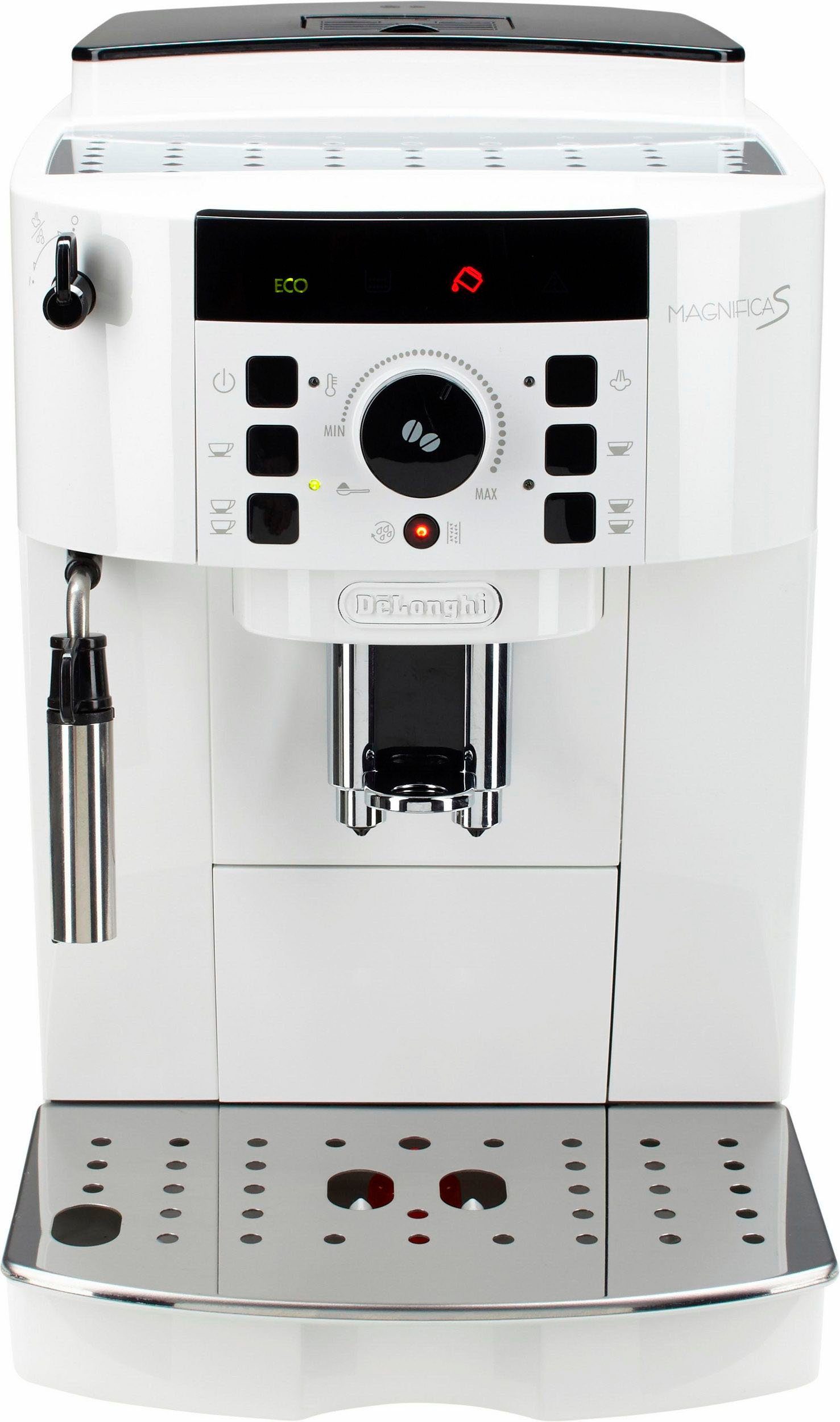 De'Longhi Kaffeevollautomat Magnifica S ECAM21.118.W - Milchaufschäumdüse für Cappuccino, Weiß, Einfache Bedienung, automatische Reinigung, Kegelmahlwerk (13-stufig)