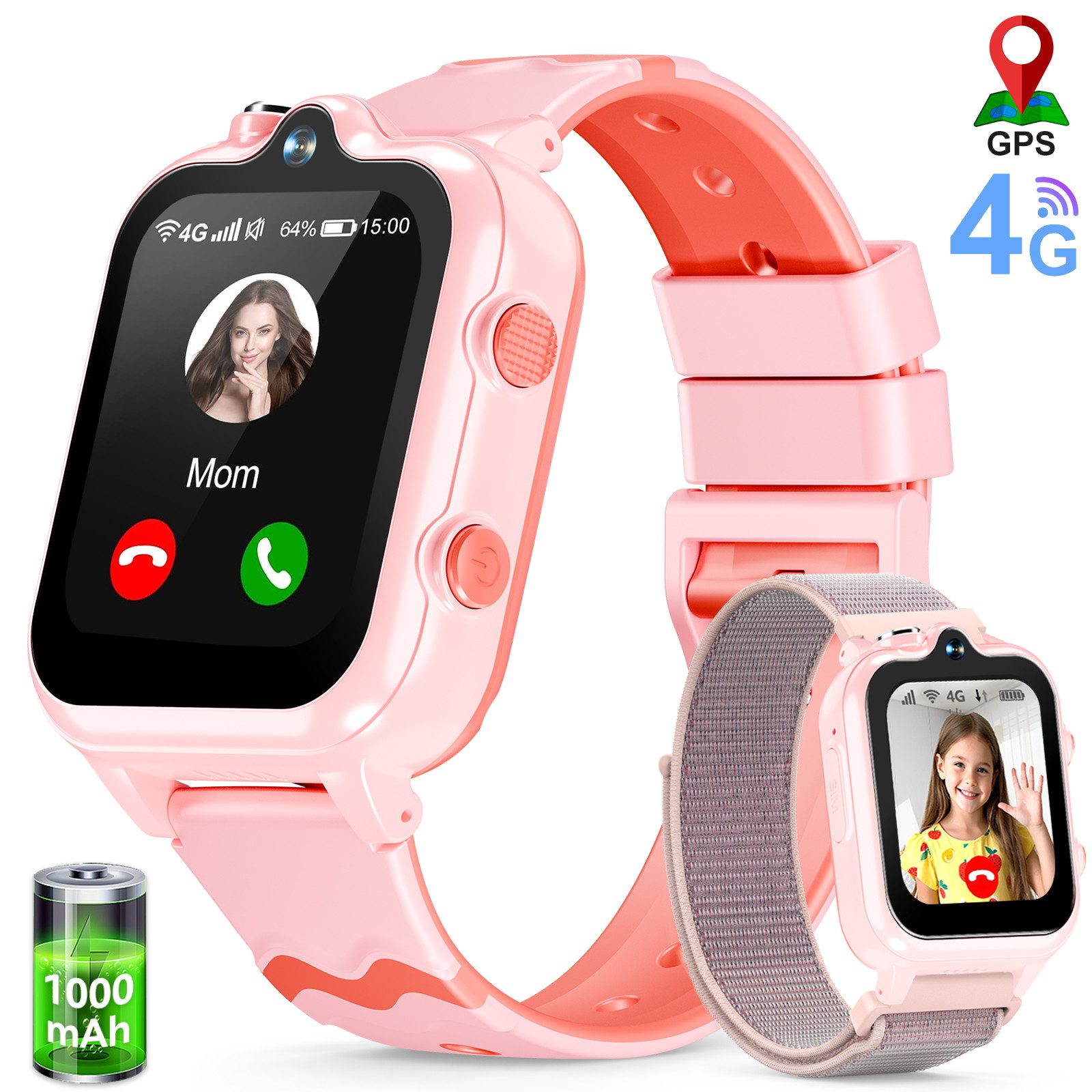 Ralio 2026 Neue Smartwatch Kinder mit GPS, 2 Kameras, 4G Telefonfunktionen Smartwatch (GPS Tracker mit SOS-Schulmodell,Schulmodus,Videoanrufen Kinderuhr cm/1,69 Zoll), Geeignet für Jungen und Mädchen im Alter von 5-16 Jahren