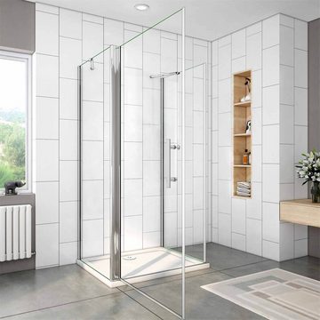 duschspa Komplettdusche Duschkabine Drehtür mit 2 Seitenwänden Schwingtür Duschtür ESG Glastür, BxT: 70x70 cm, Einscheibensicherheitsglas, Sicherheitsglas, Set, mit 2 Seitenteilen