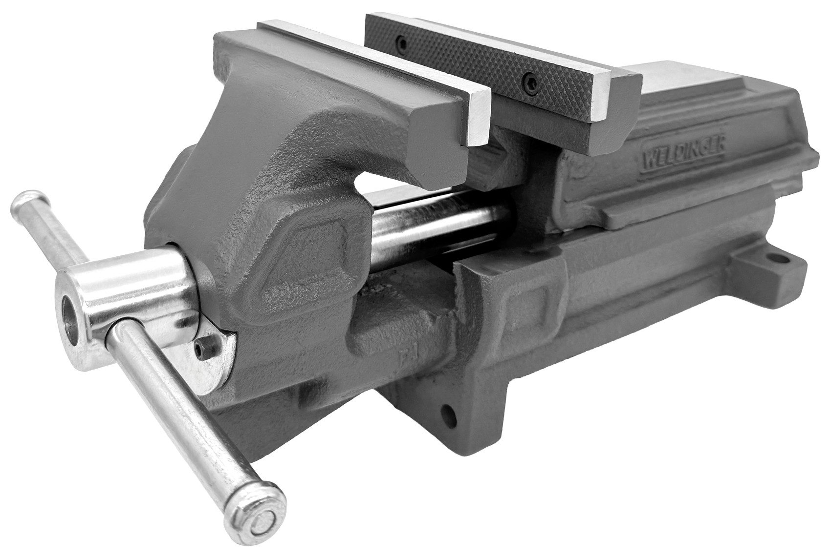 WELDINGER Schraubstock professional Schraubstock 150 mm fixe Basis mit Rohrspannbacken, 1-St., 150 mm Backenbreite, extrem belastbar, geriffelte Backeninnenseite