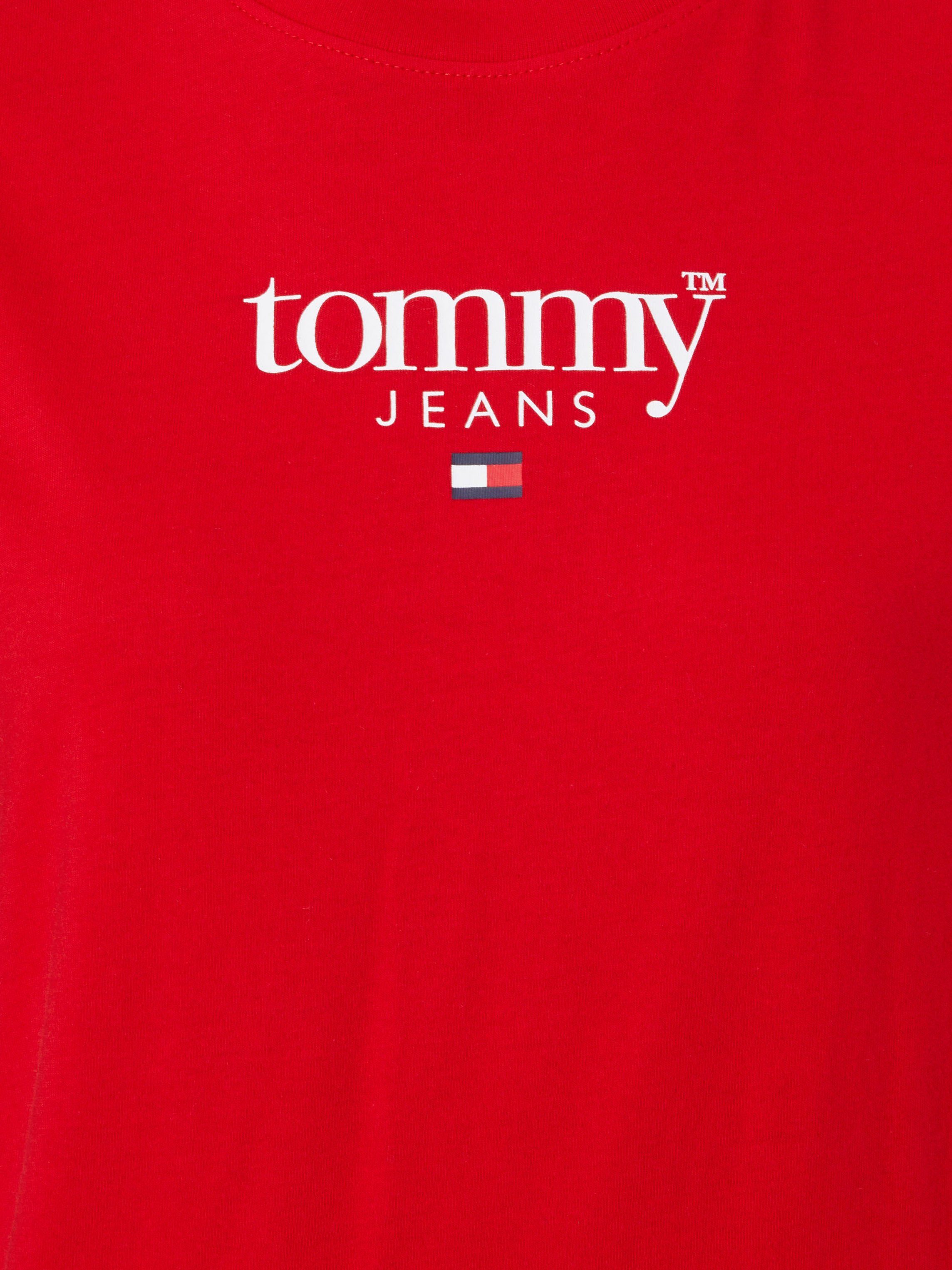 TJW Kurzarmshirt 1 ESSENTIAL LOGO Tommy Jeans SS hellrot Tommy mit Jeans gestickter Logo-Flag CLASSIC
