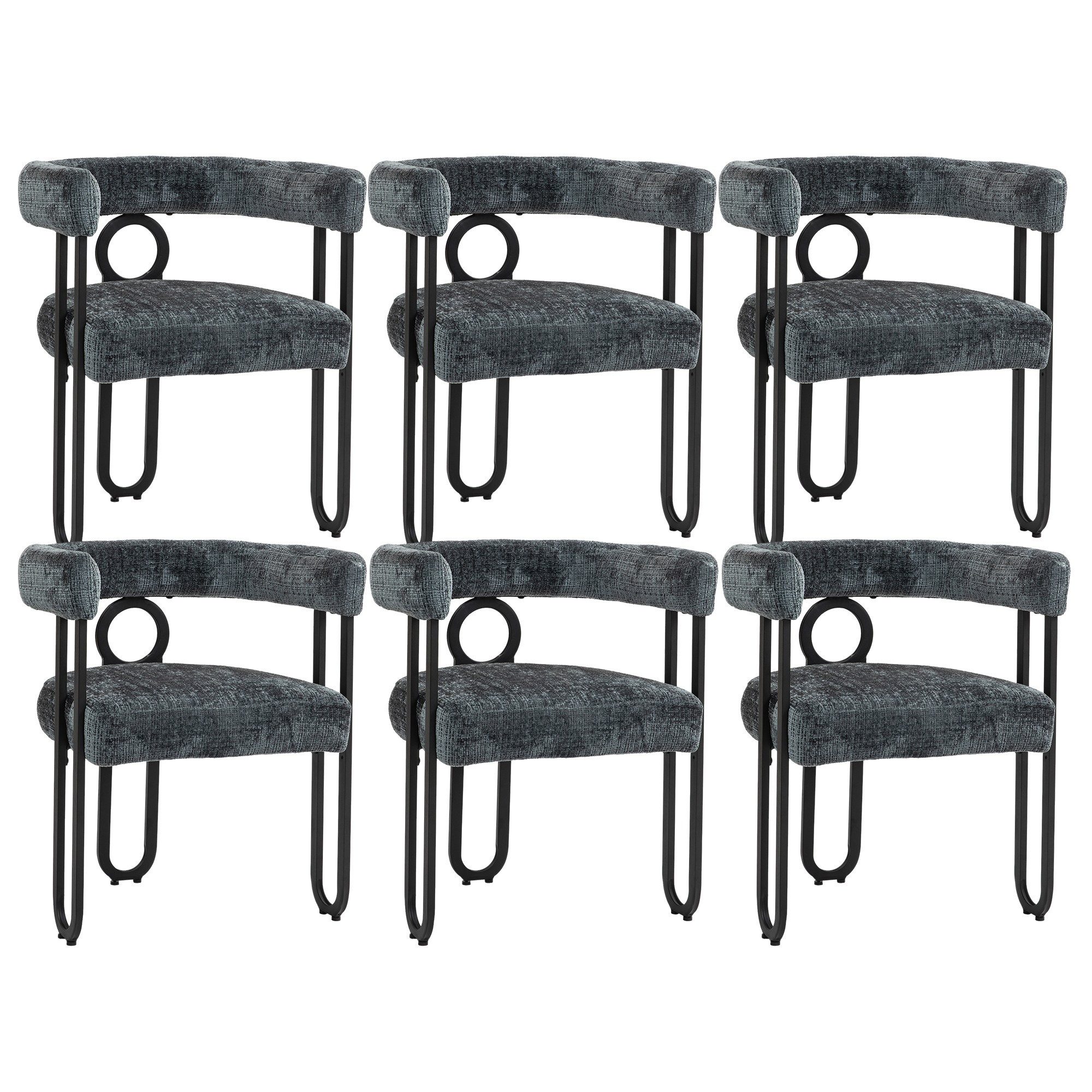 LVHOM Gartenstuhl Retro-Ring Metall 2-/4-/6er-Set, Chenille/PU günstig online kaufen