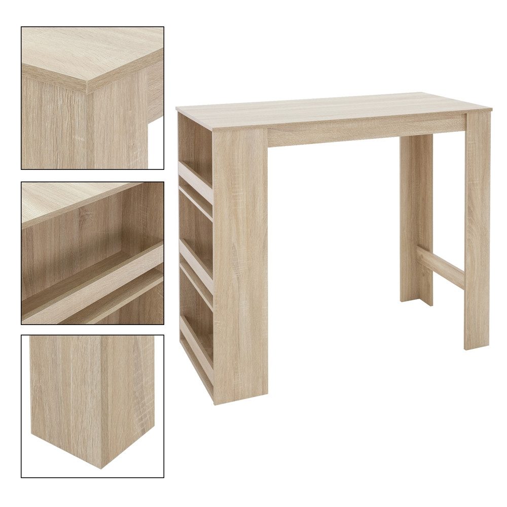 ML-DESIGN Bartisch Bistrotisch mit 3 Ablageflächen aus Holz Bartheke Küchenthe, Küchenbar Braun Küchenbartisch Bartresen Schreibtisch Loungetisch