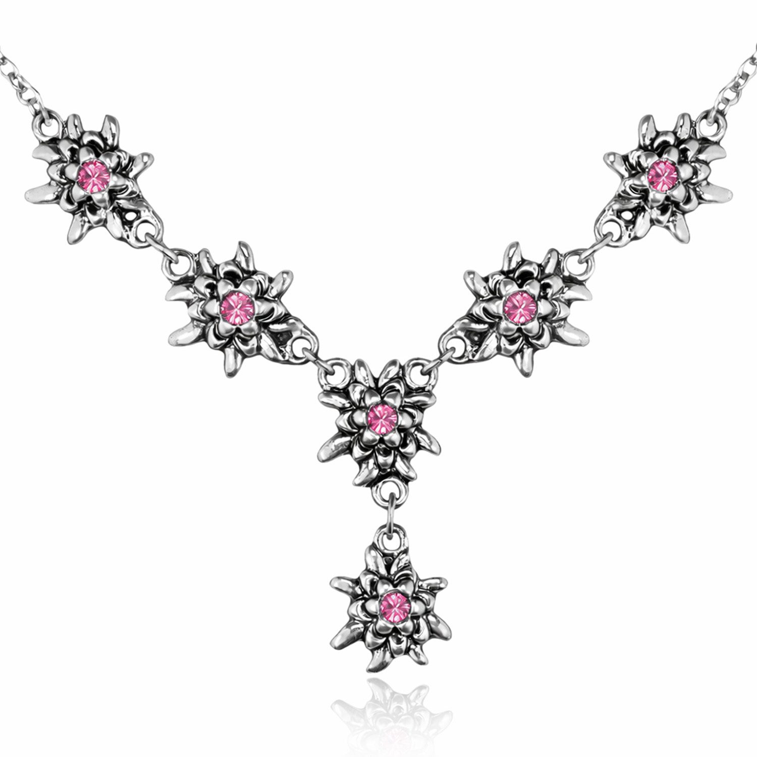 Trachtenland Kette mit Anhänger LUISIA® Edelweiß Collier 'Emilia' mit Premium Kris