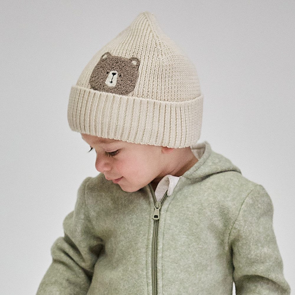 MAXIMO Strickmütze MINI-Beanie, Bär, Umschlag Frotteestickerei, günstig online kaufen