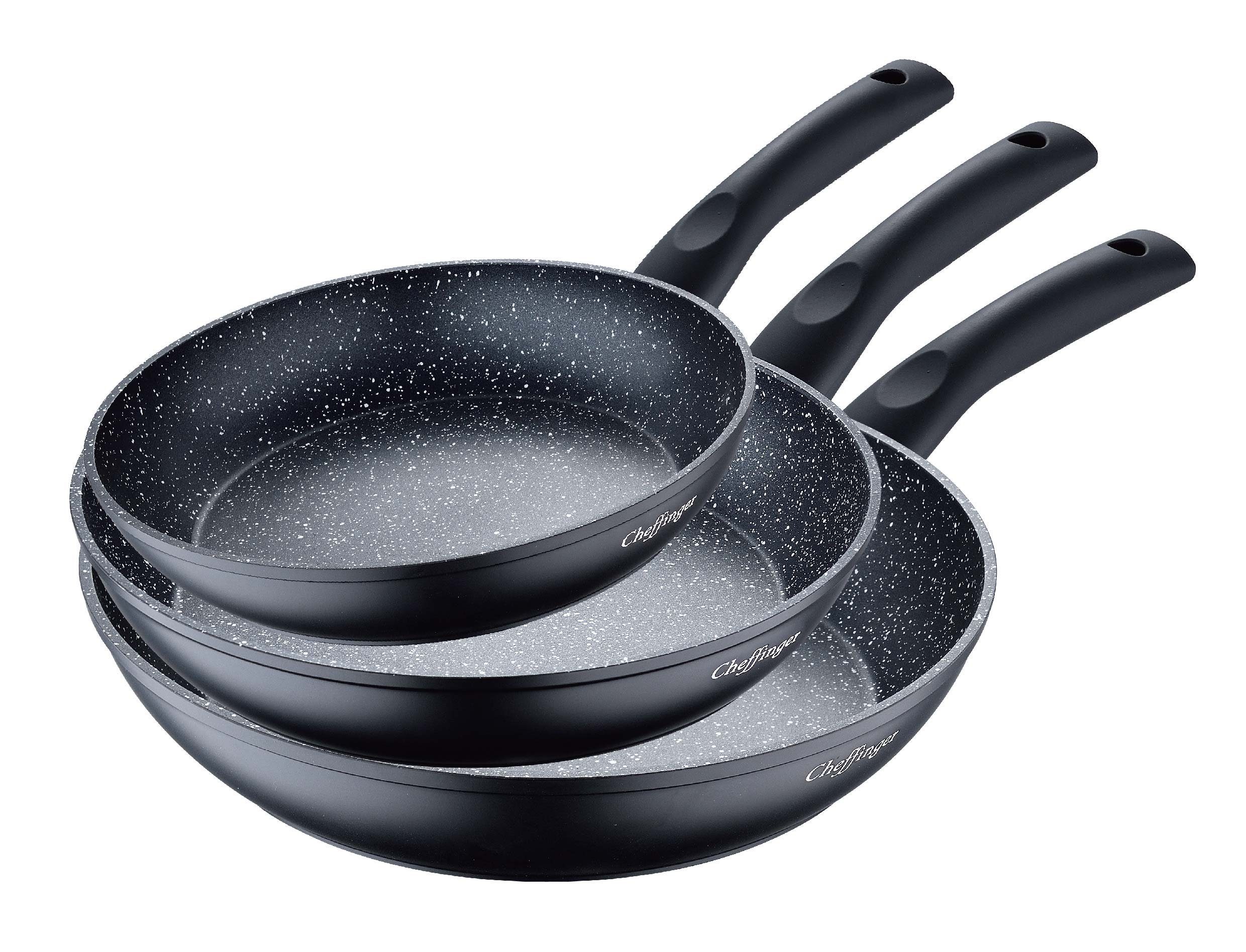 Cheffinger Pfannen-Set Bratpfanne Pfannen Set 3-tlg beschichtet Induktion Cheffinger CF-FA03, Aluminiumguss