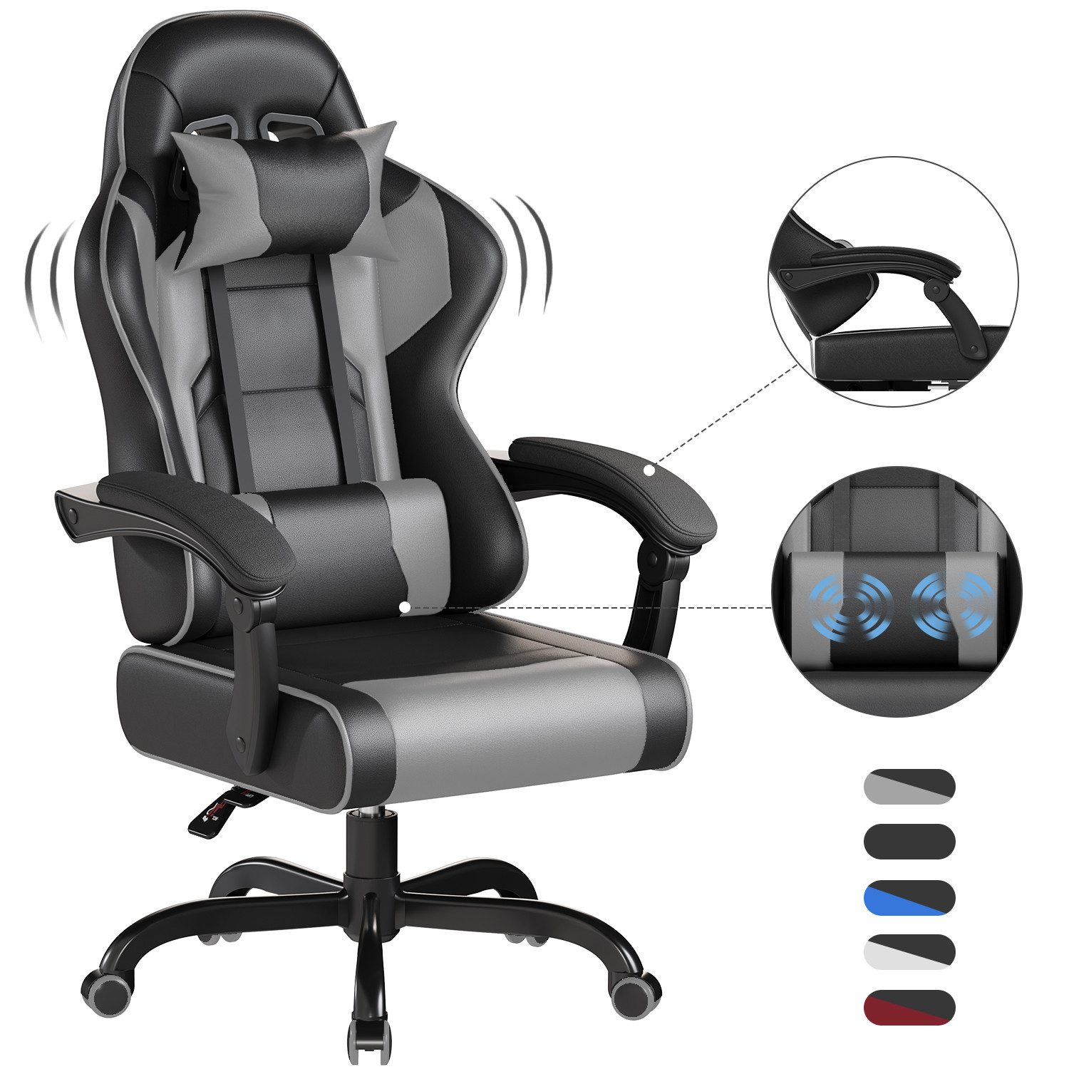 HOMALL Gaming-Stuhl Massage Bürostuhl mit Fußstütze,Kopfstütze günstig online kaufen