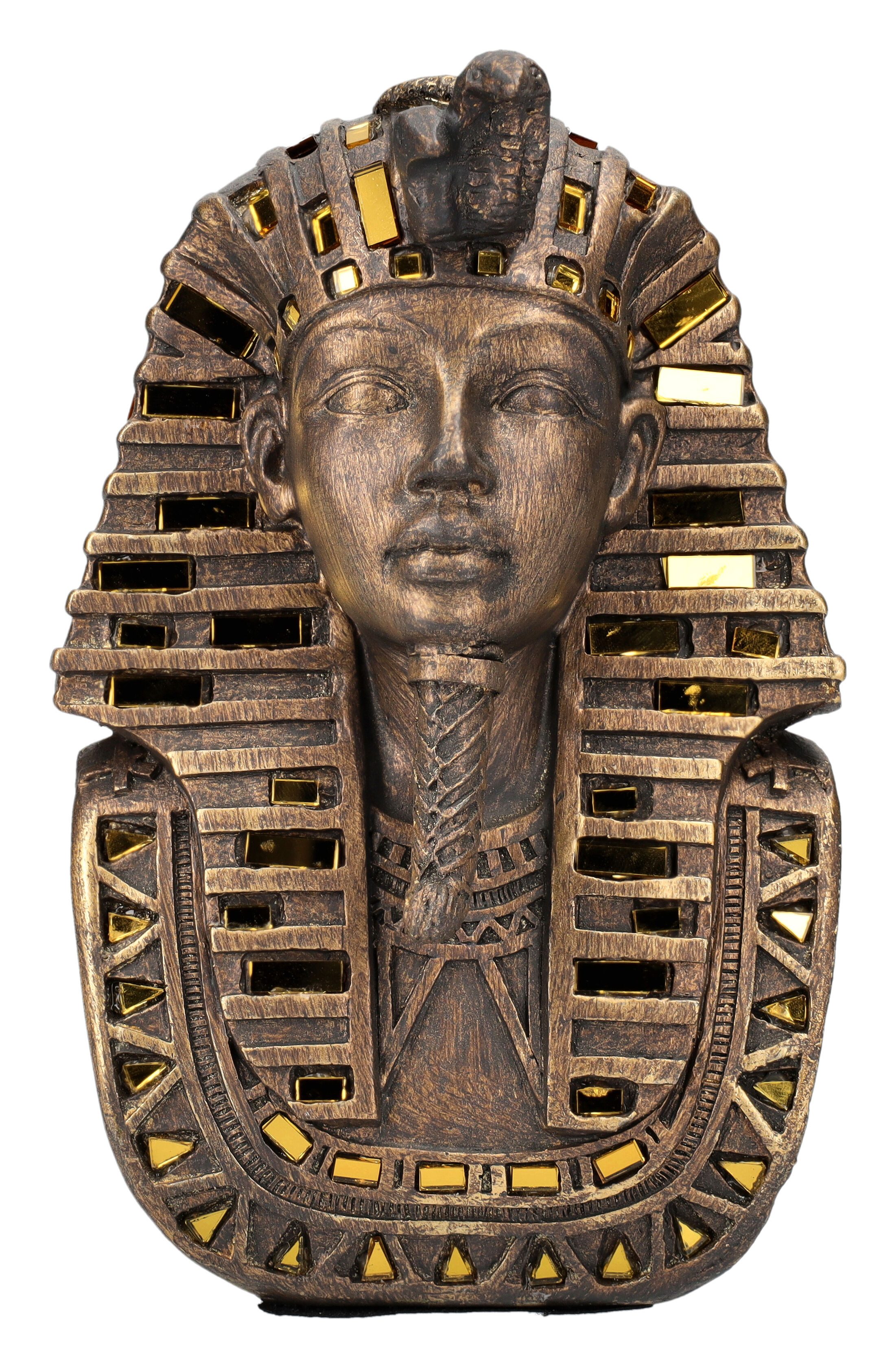 Figuren Shop GmbH Dekofigur Tutanchamun Büste verziert ägyptische Dekoration Mythologie Dekobüste