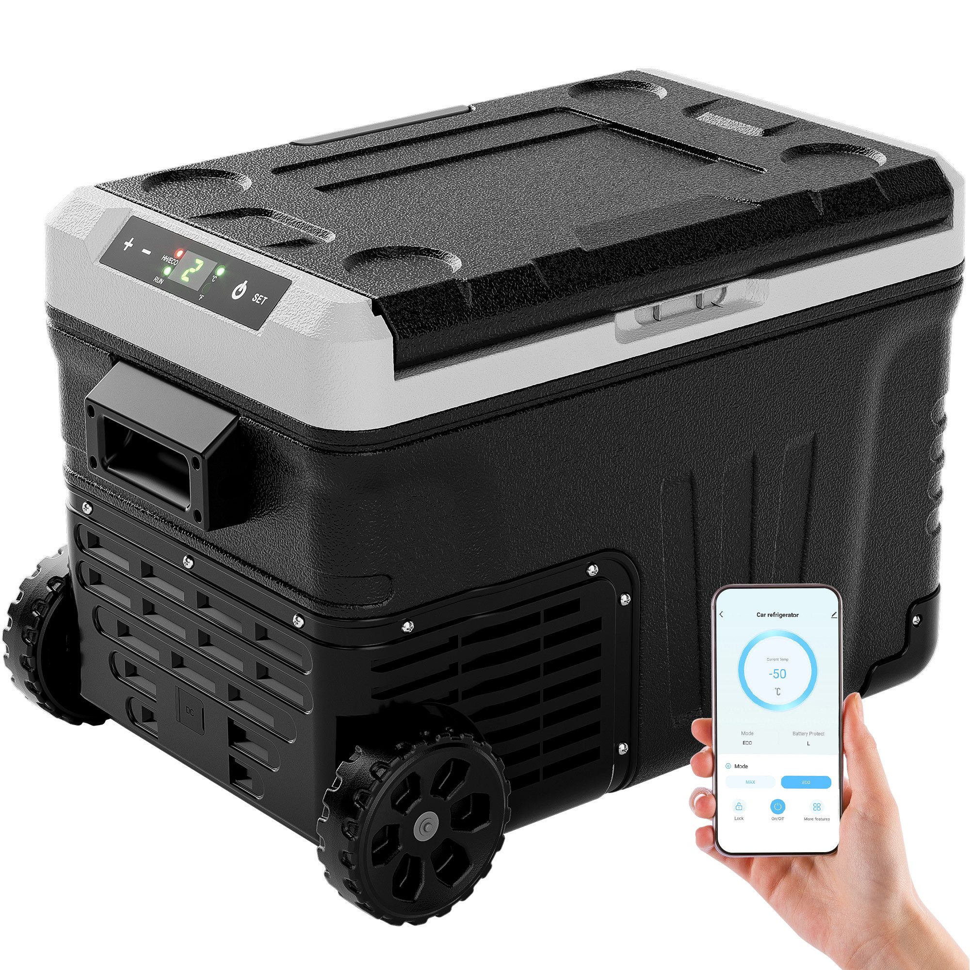 EUHOMY Kühlbox 35/50L Kompressor Kühlbox, Kühlbox für Auto Mit APP Steuerung, Tragbar, 50 l, Tragbar, App-Steuerung, Kompressor