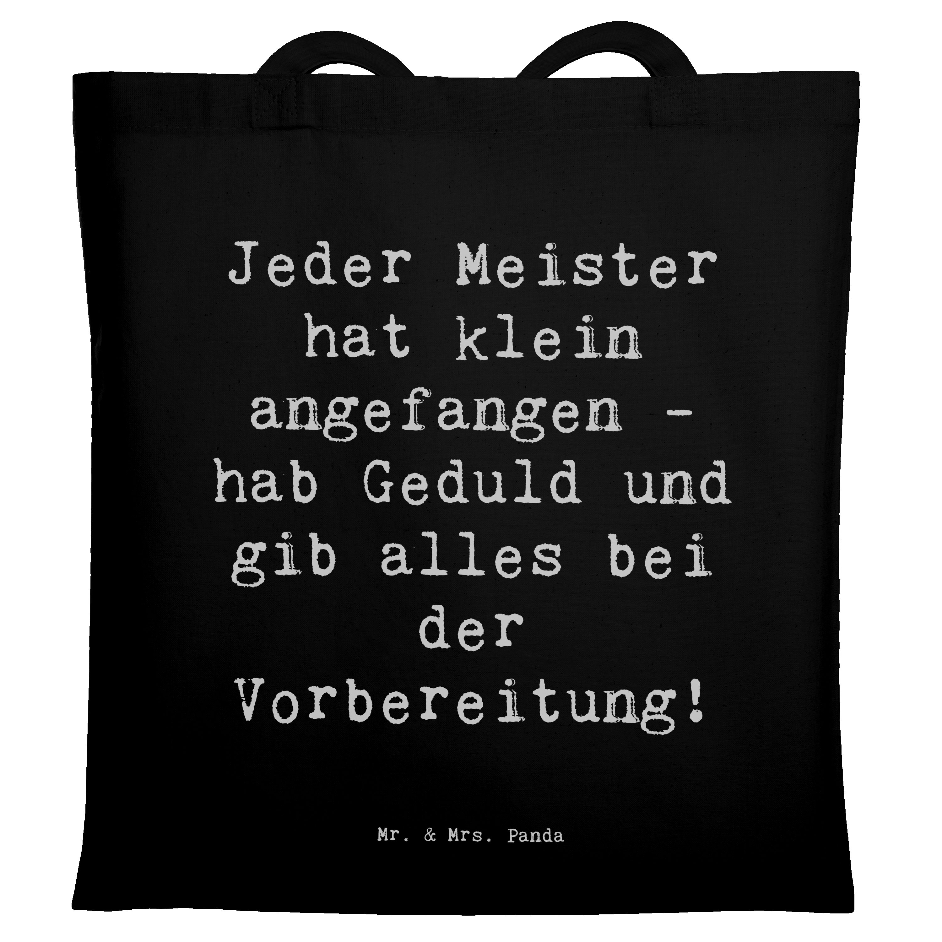 Tragetasche Spruch Wettkampfvorbereitung meistern - Schwarz - Geschenk, Herausfor