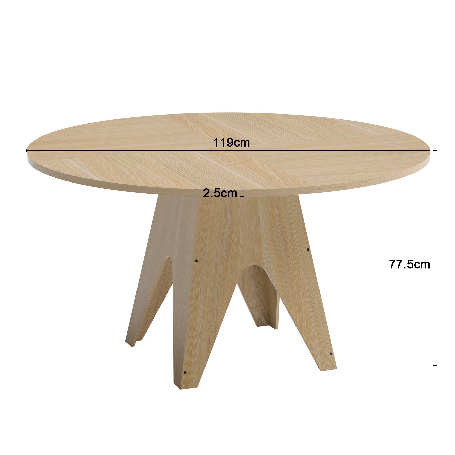 Estiliza Esstisch 120 cm für 4 Personen, Eichen-Optik im Bauernhaus-Stil, rund (1-St), Multifunktionaler Küchentisch, Wohnzimmertisch & Frühstückstisch