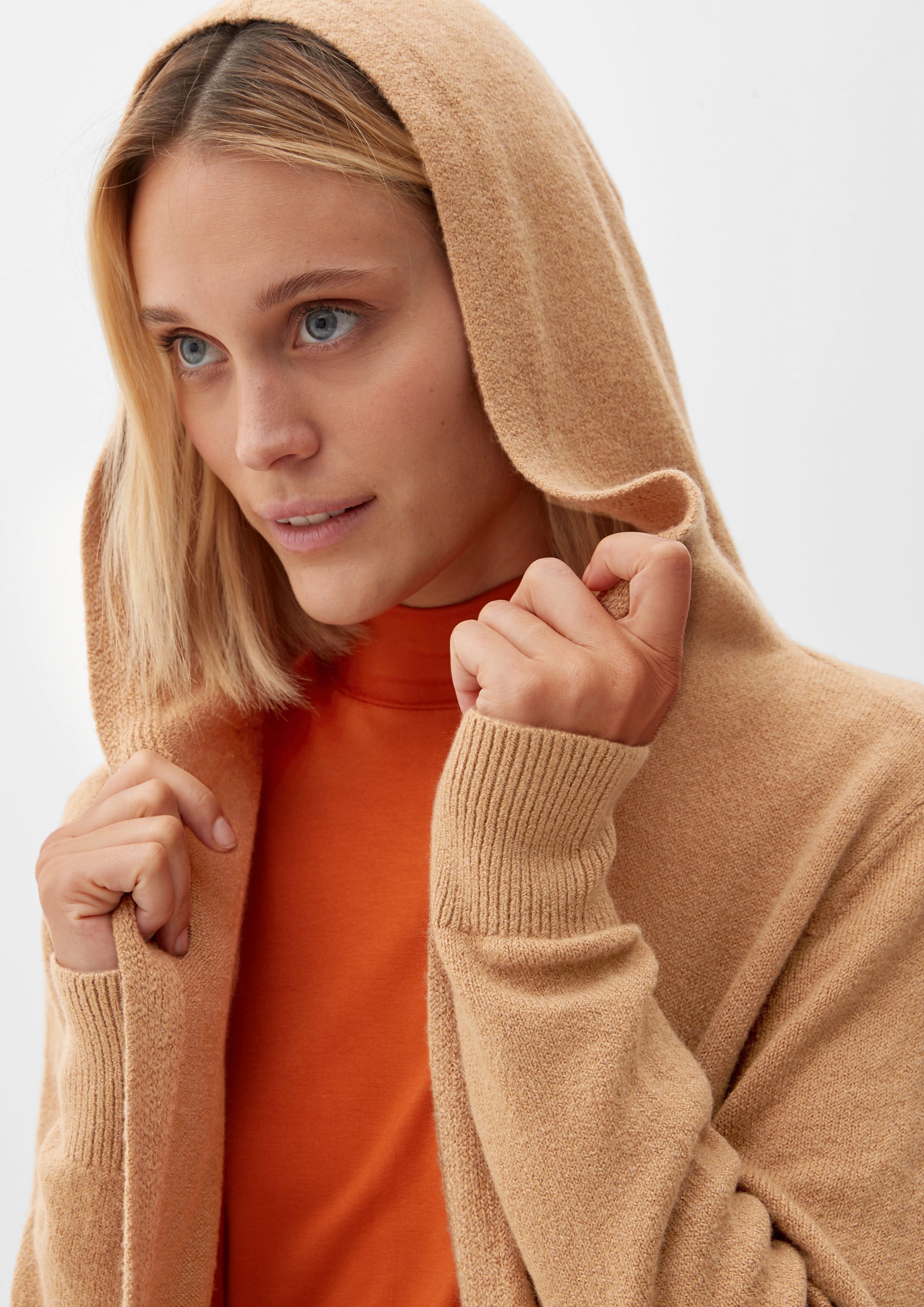 s.Oliver Strickjacke Long-Cardigan mit Kapuze Rippblende günstig online kaufen