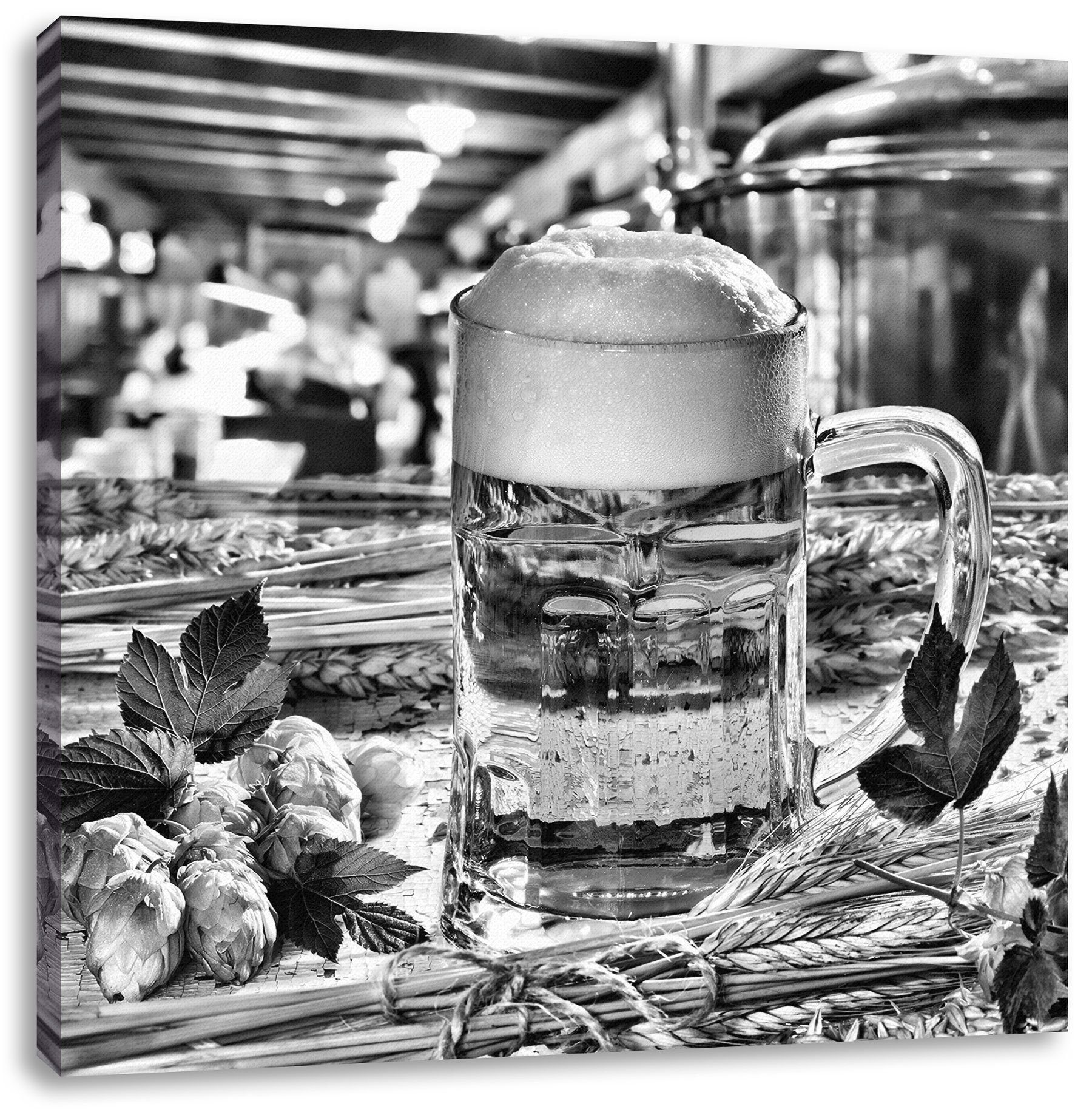Deutsches frisches St), Leinwandbild bespannt, Zackenaufhänger frisches Pixxprint Leinwandbild fertig Deutsches Bier, (1 inkl. Bier
