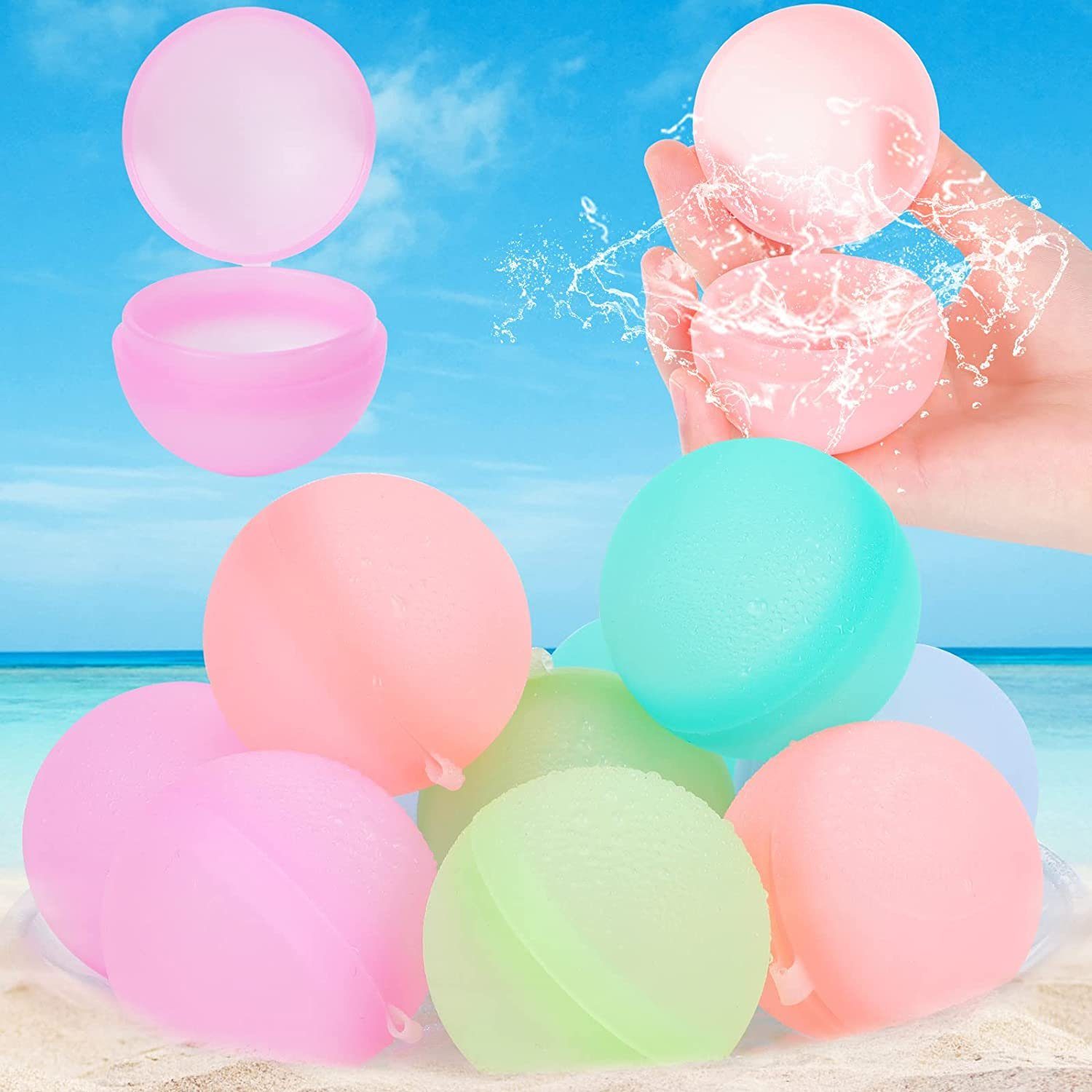 Balloon, Silikonbälle Wasserbomben,Reusable Wasserball Water Netzbeutel,Schnell Befüllbar,Selbstdichtende Wiederverwendbare XDeer mit